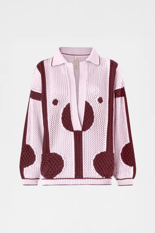 Lilac Burgundy Knit Polo made by Antonio Marras