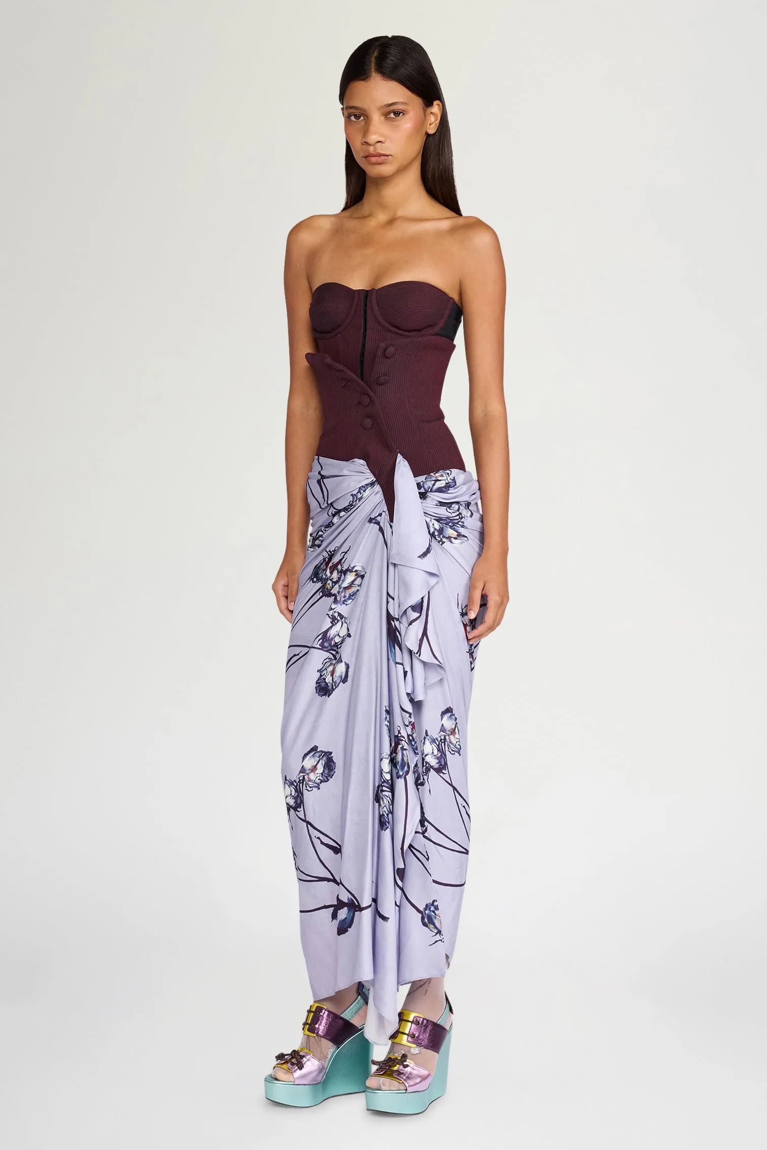 Lilac Rose Print Bustier Dress sold by Antonio Marras product image thumbnail 2