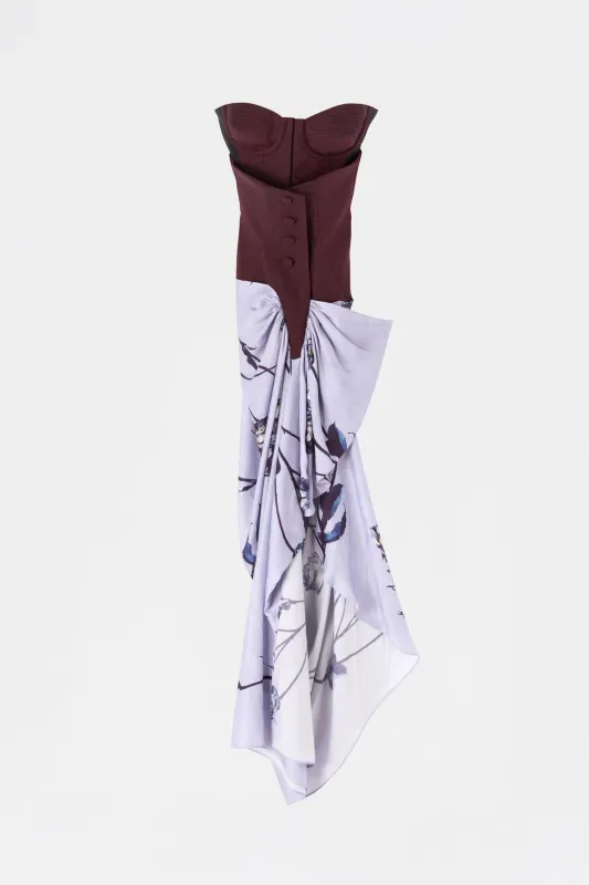 Lilac Rose Print Bustier Dress made by Antonio Marras