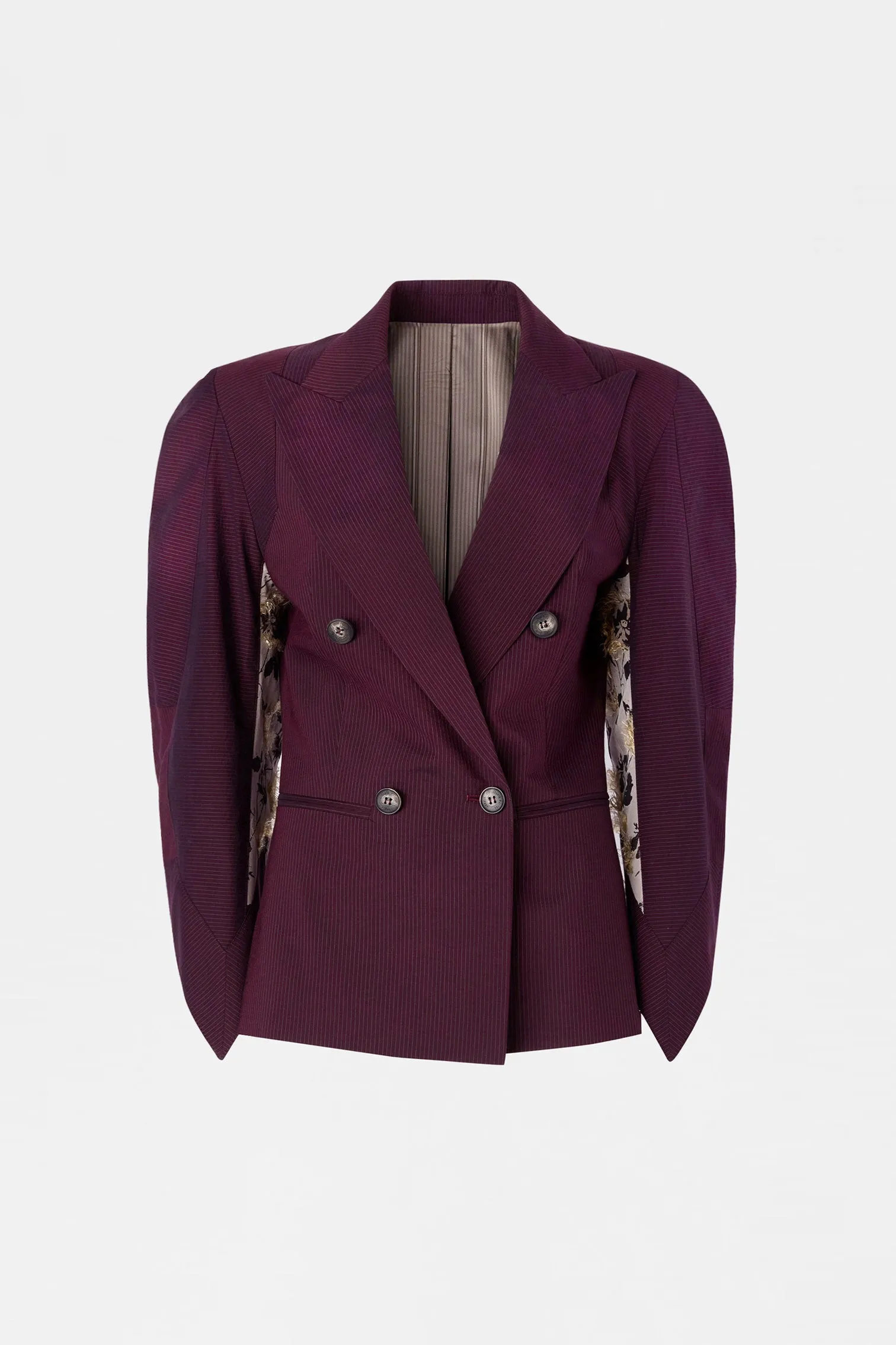 Burgundy Pinstripe Sculptural Jacket sold by Antonio Marras