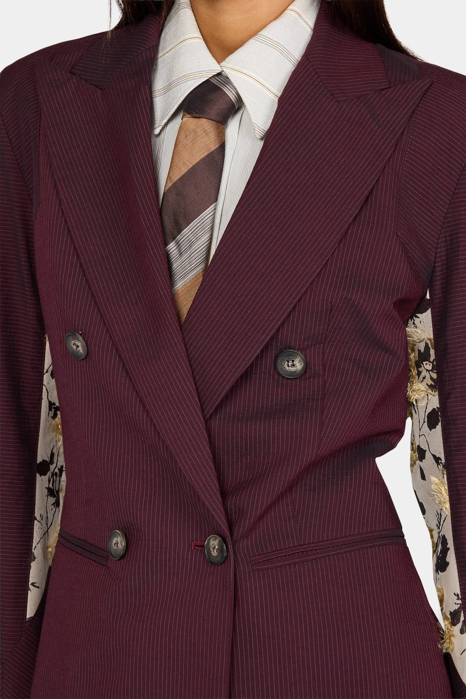 Burgundy Pinstripe Sculptural Jacket sold by Antonio Marras product image thumbnail 4