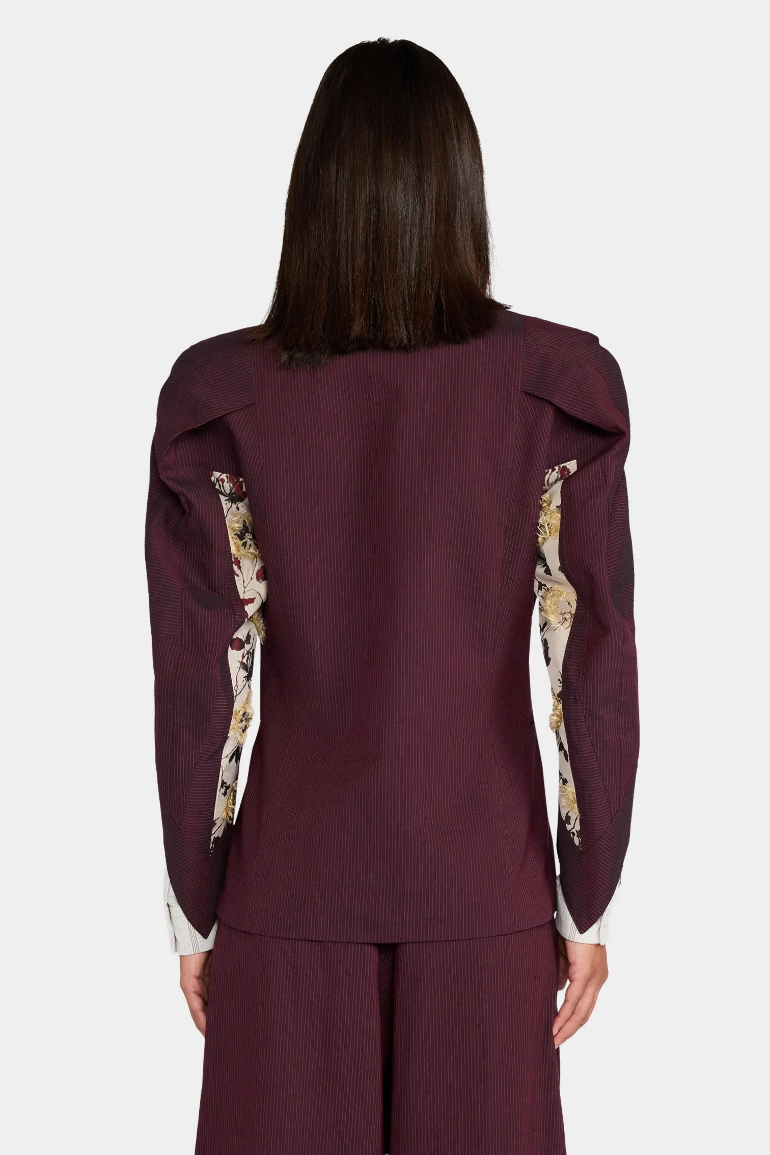 Burgundy Pinstripe Sculptural Jacket sold by Antonio Marras product image thumbnail 3