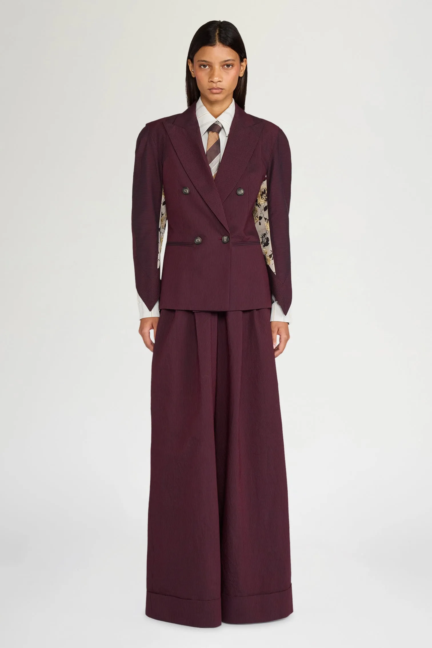 Burgundy Pinstripe Sculptural Jacket sold by Antonio Marras product image thumbnail 2