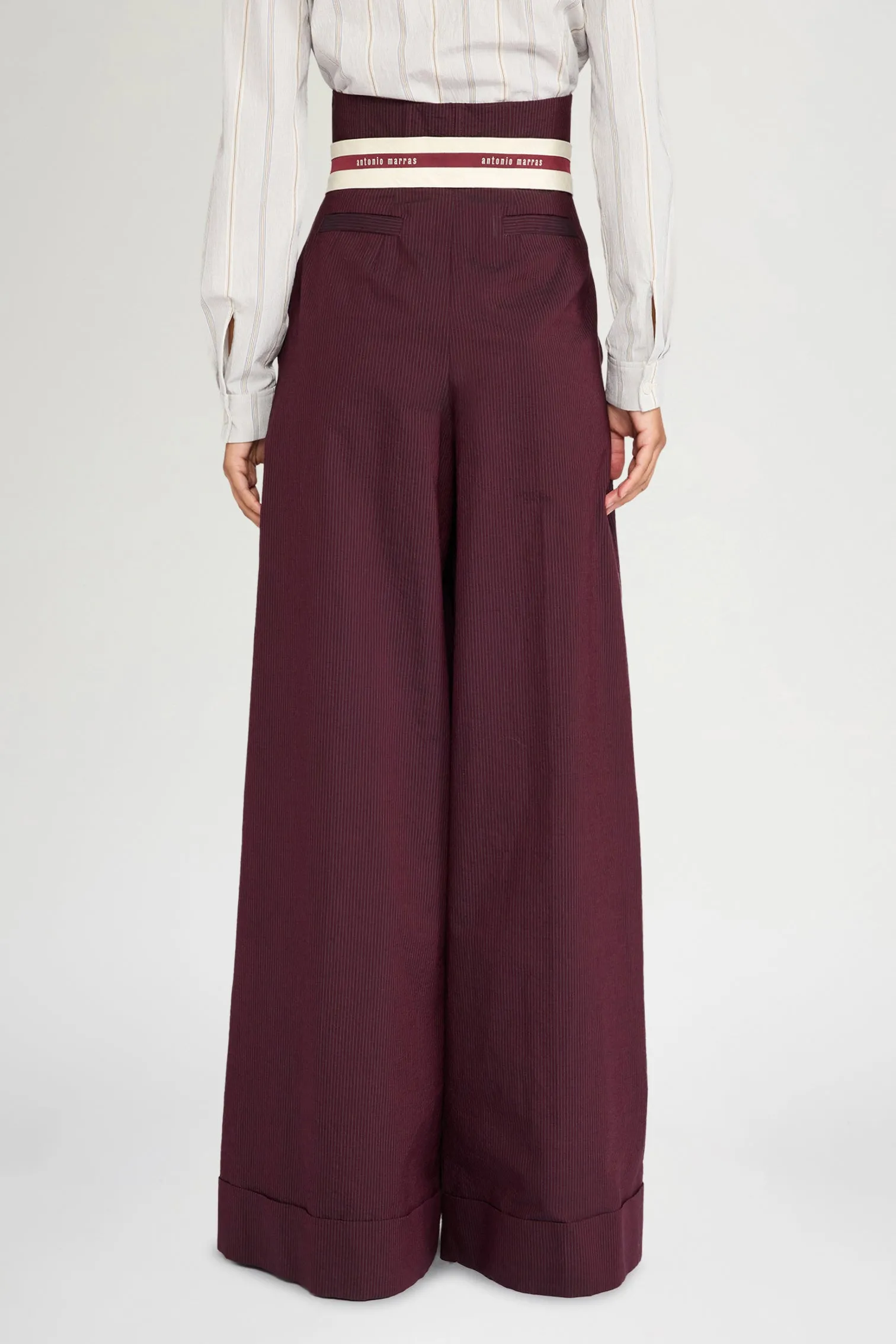 Burgundy Pinstripe Bustier Pants sold by Antonio Marras product image thumbnail 3
