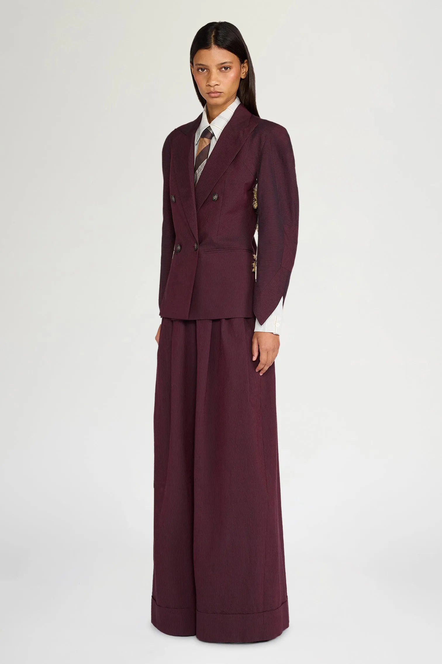 Burgundy Pinstripe Bustier Pants sold by Antonio Marras product image thumbnail 2