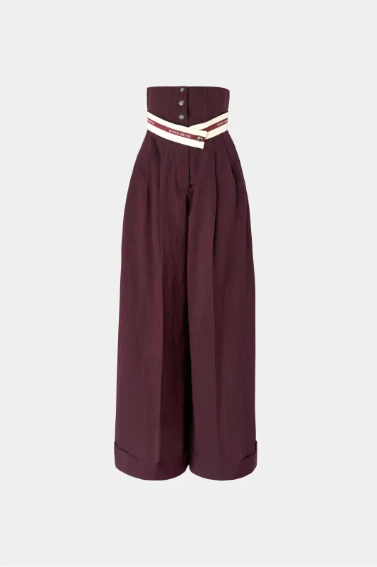 Burgundy Pinstripe Bustier Pants made by Antonio Marras