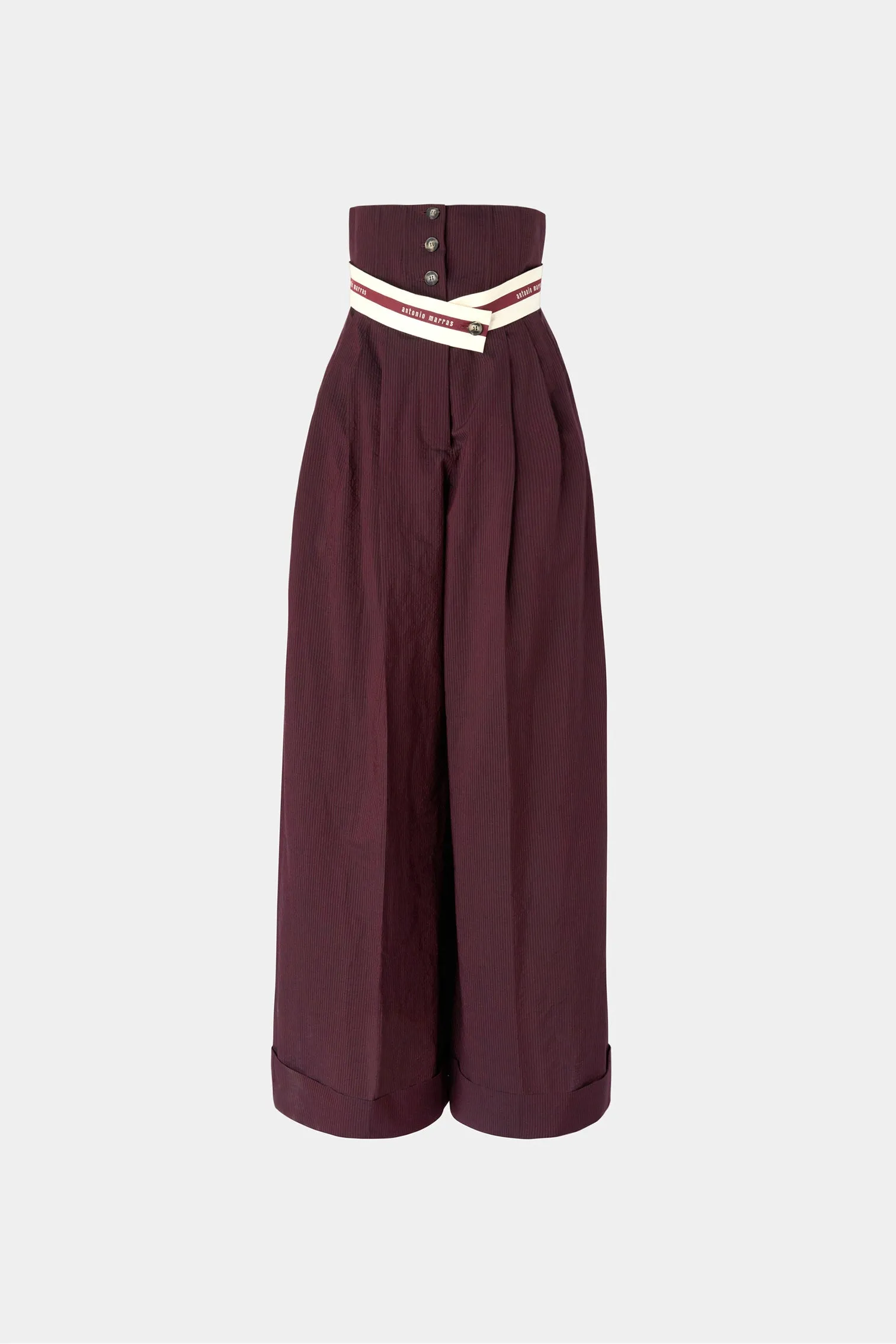 Burgundy Pinstripe Bustier Pants sold by Antonio Marras