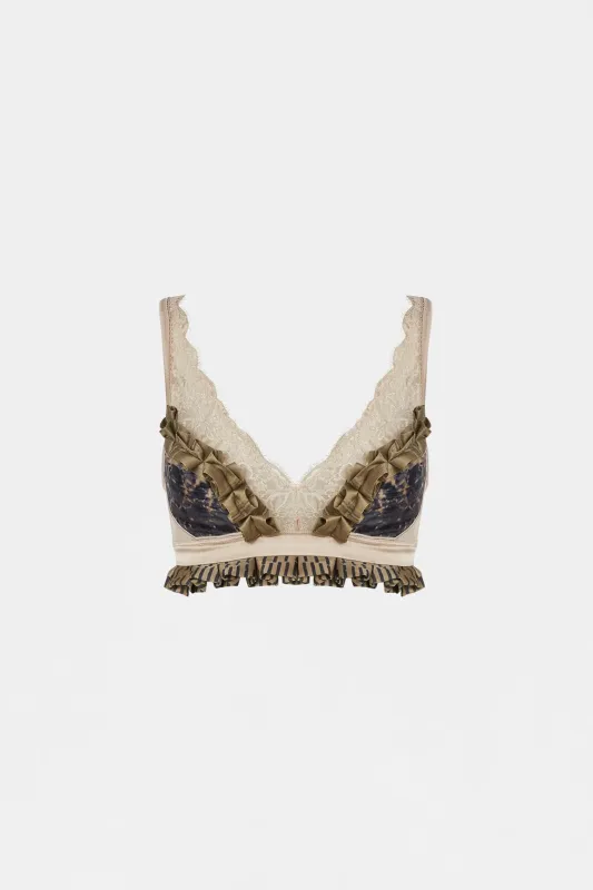 Ecru Lace Patchwork Bra made by Antonio Marras