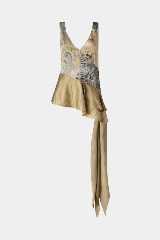 Gold Asymmetric Ruffled Top made by Antonio Marras