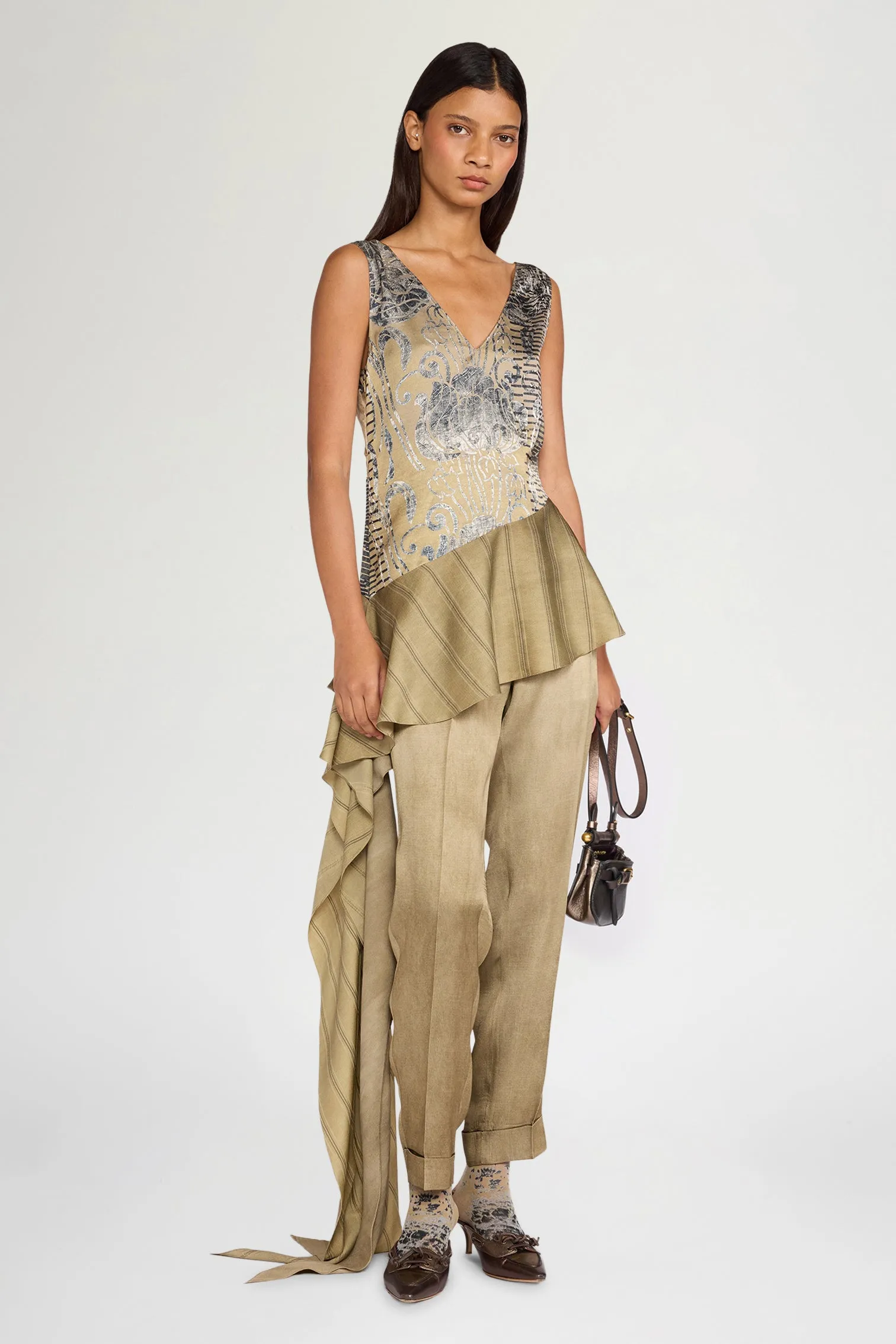 Gold Asymmetric Ruffled Top sold by Antonio Marras product image thumbnail 2