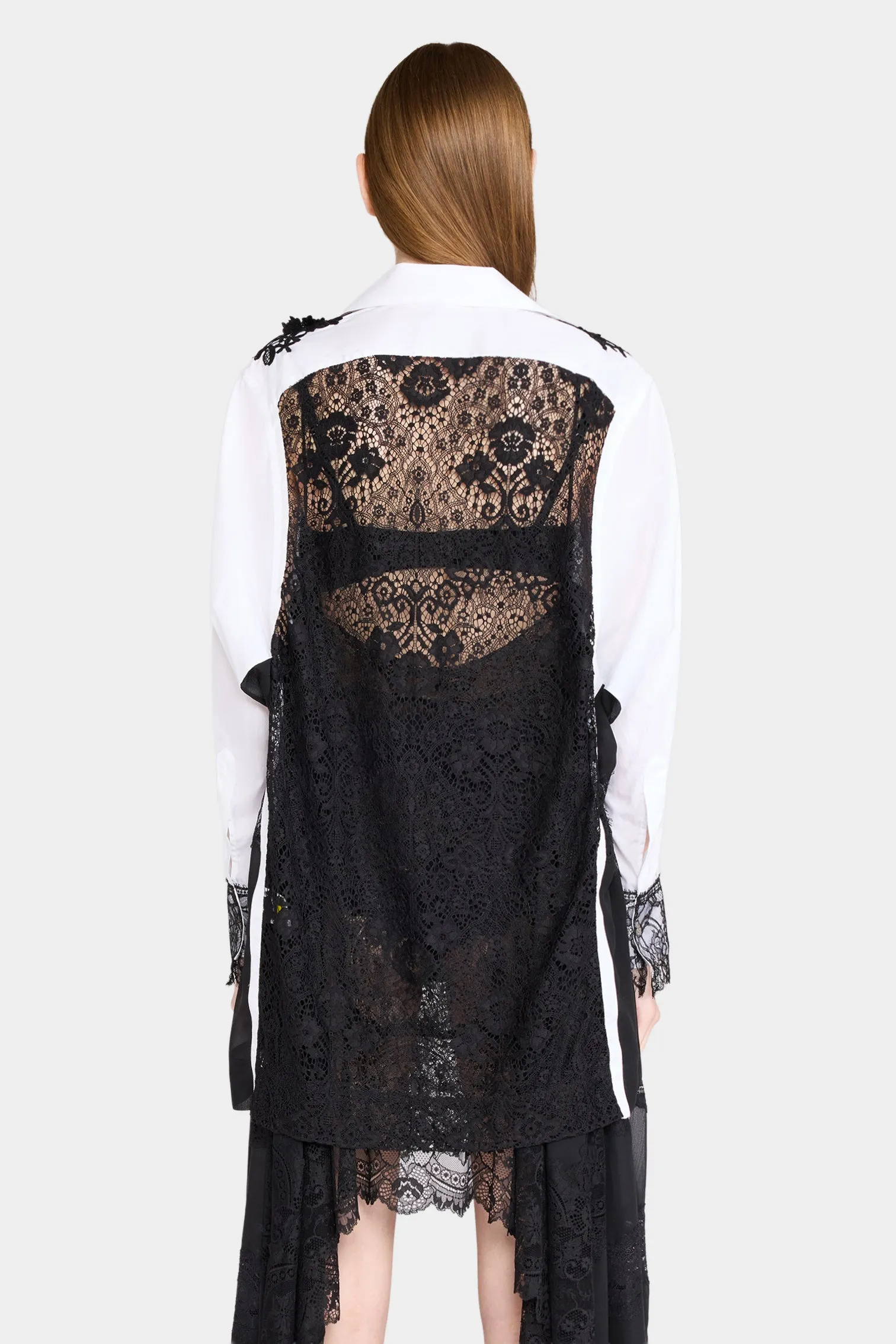 White Shirt with Black Lace Overlay sold by Antonio Marras product image thumbnail 3