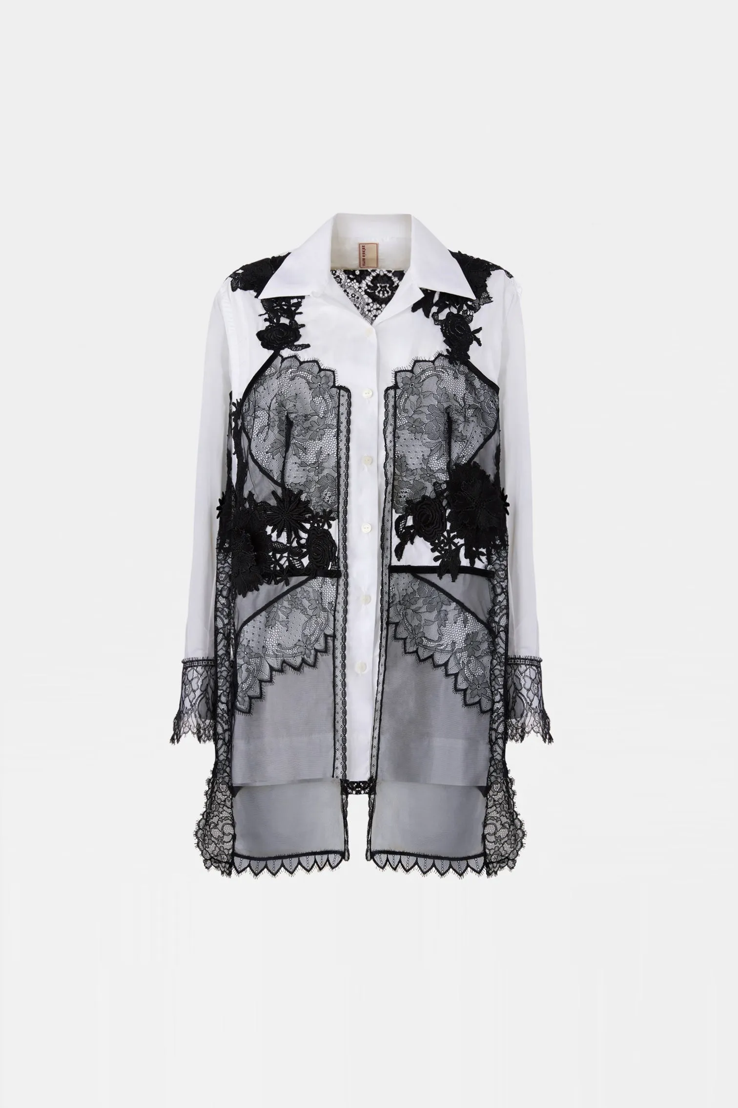 White Shirt with Black Lace Overlay sold by Antonio Marras