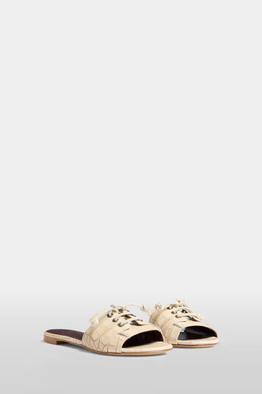 Ivory Boat Slider Sandals made by Antonio Marras