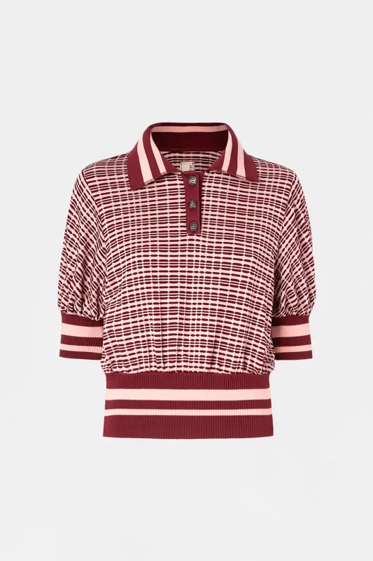 Bordeaux Check Knit Polo made by Antonio Marras
