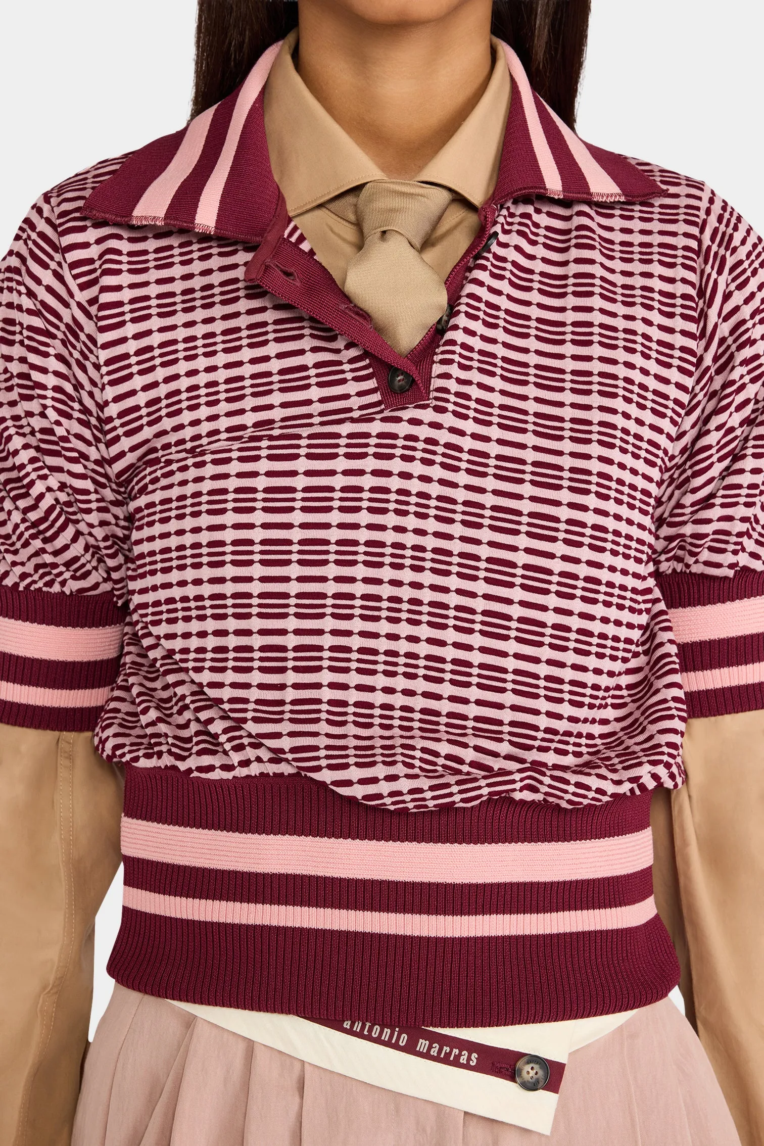 Bordeaux Check Knit Polo sold by Antonio Marras product image thumbnail 4