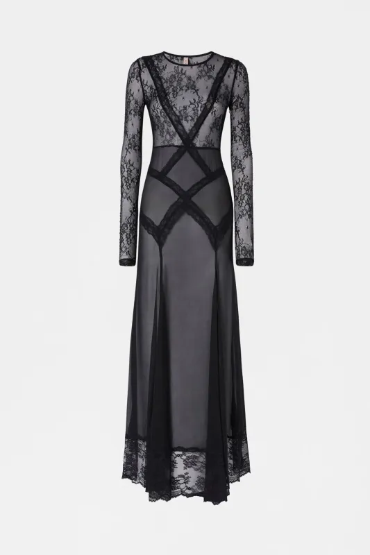 Long Sleeve Lace Sheer Dress made by Antonio Marras
