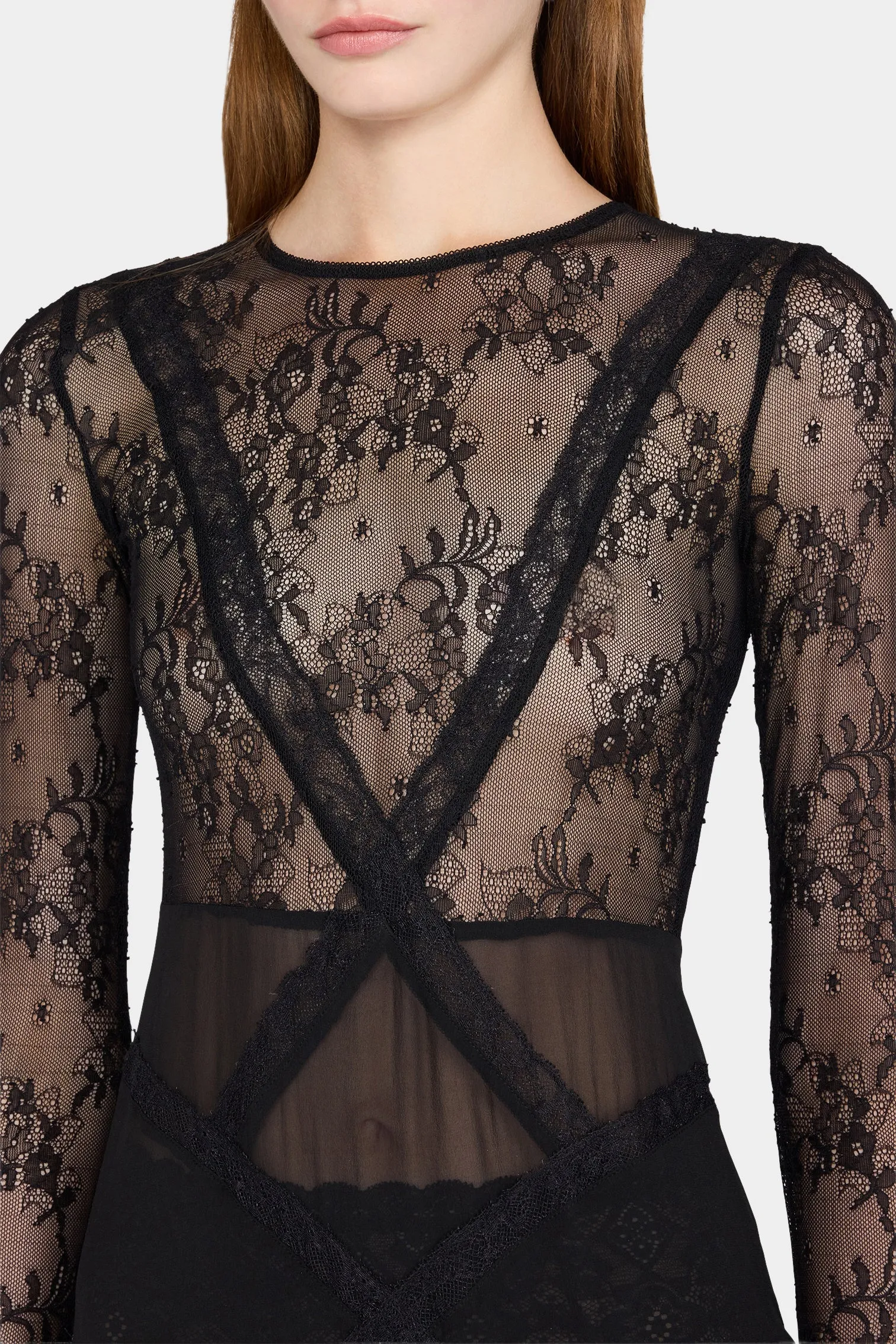 Long Sleeve Lace Sheer Dress sold by Antonio Marras product image thumbnail 4