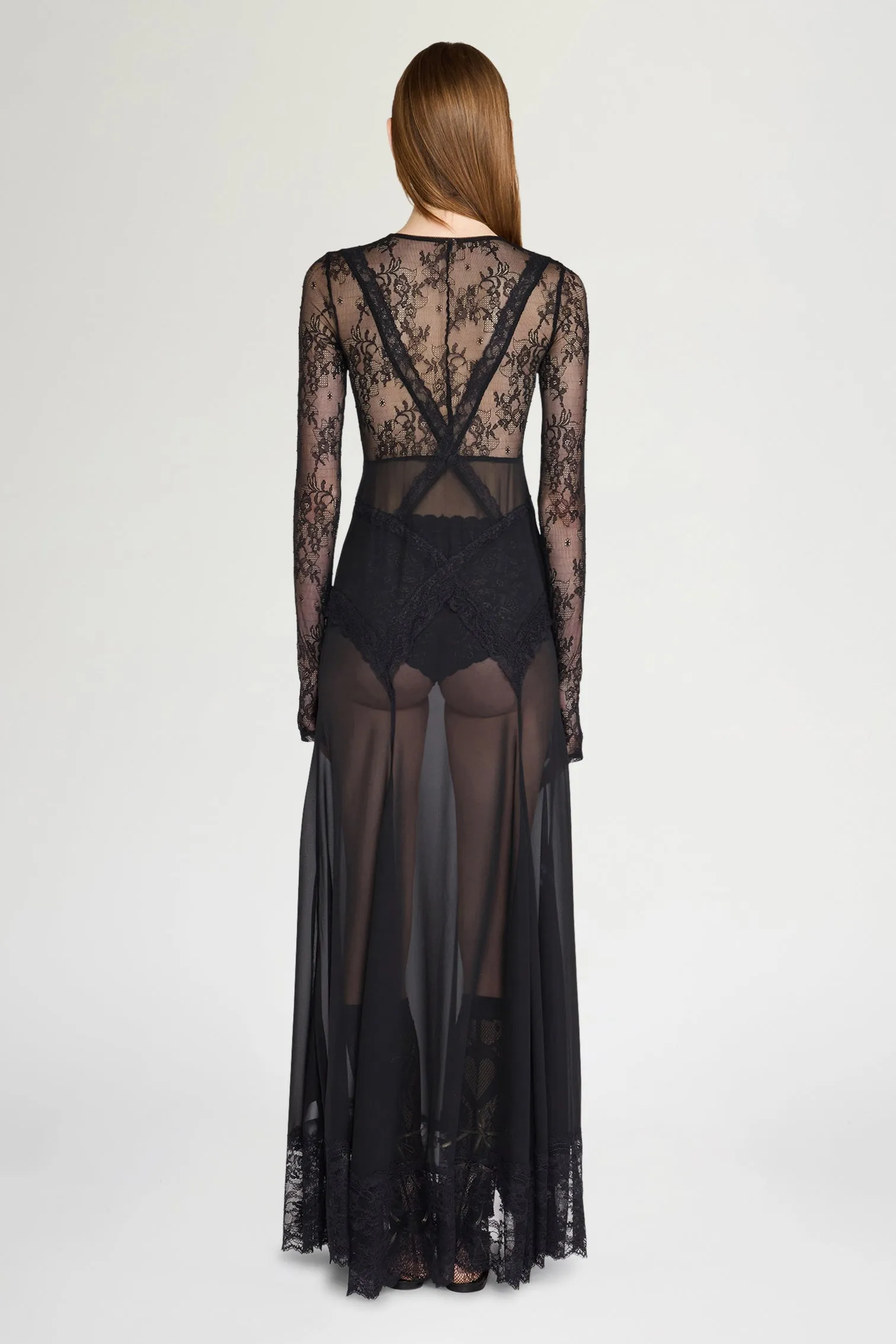 Long Sleeve Lace Sheer Dress sold by Antonio Marras product image thumbnail 3