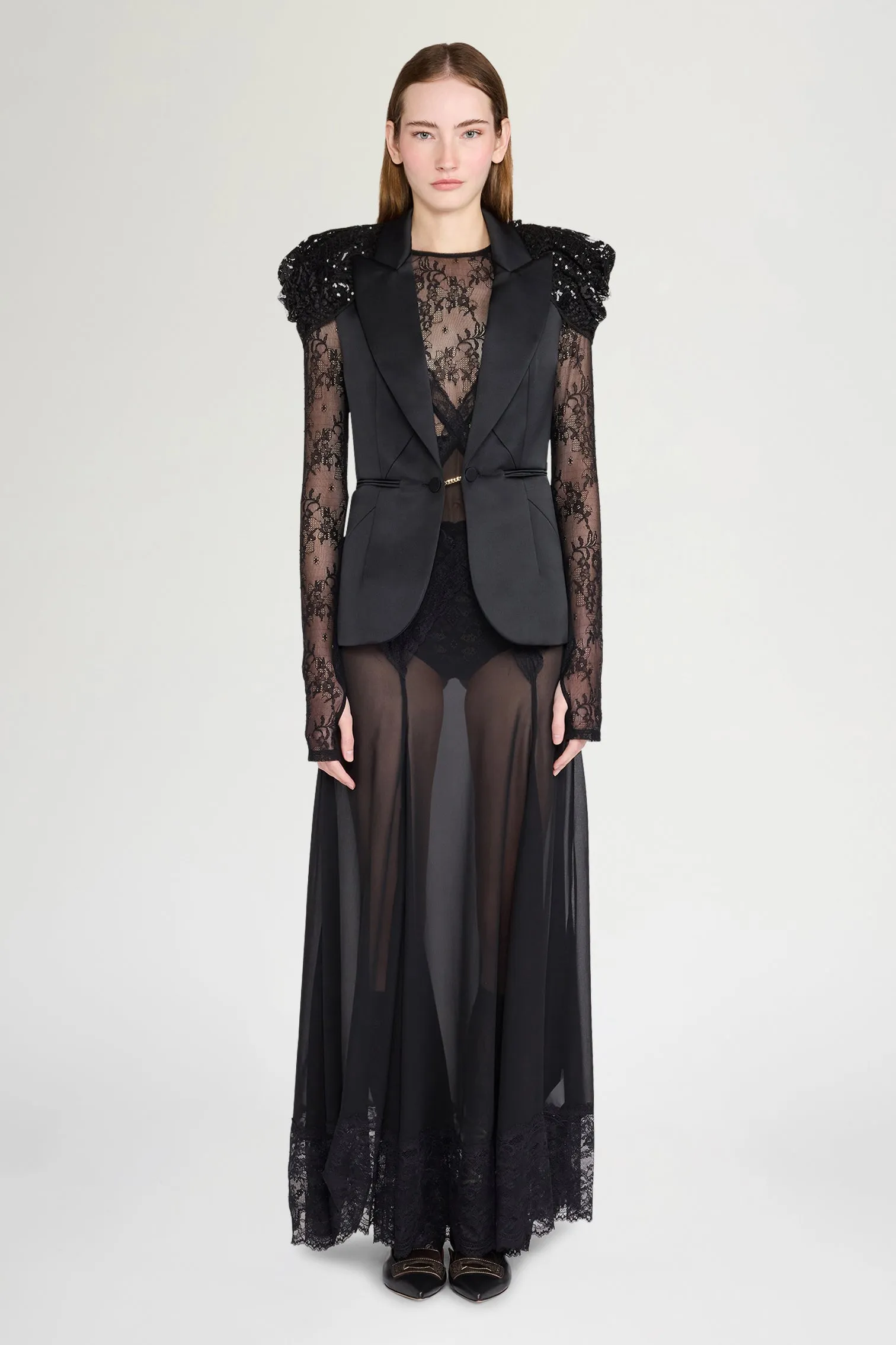 Long Sleeve Lace Sheer Dress sold by Antonio Marras product image thumbnail 2