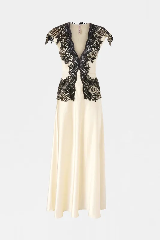 Ecru Lace-Trim Long Dress made by Antonio Marras