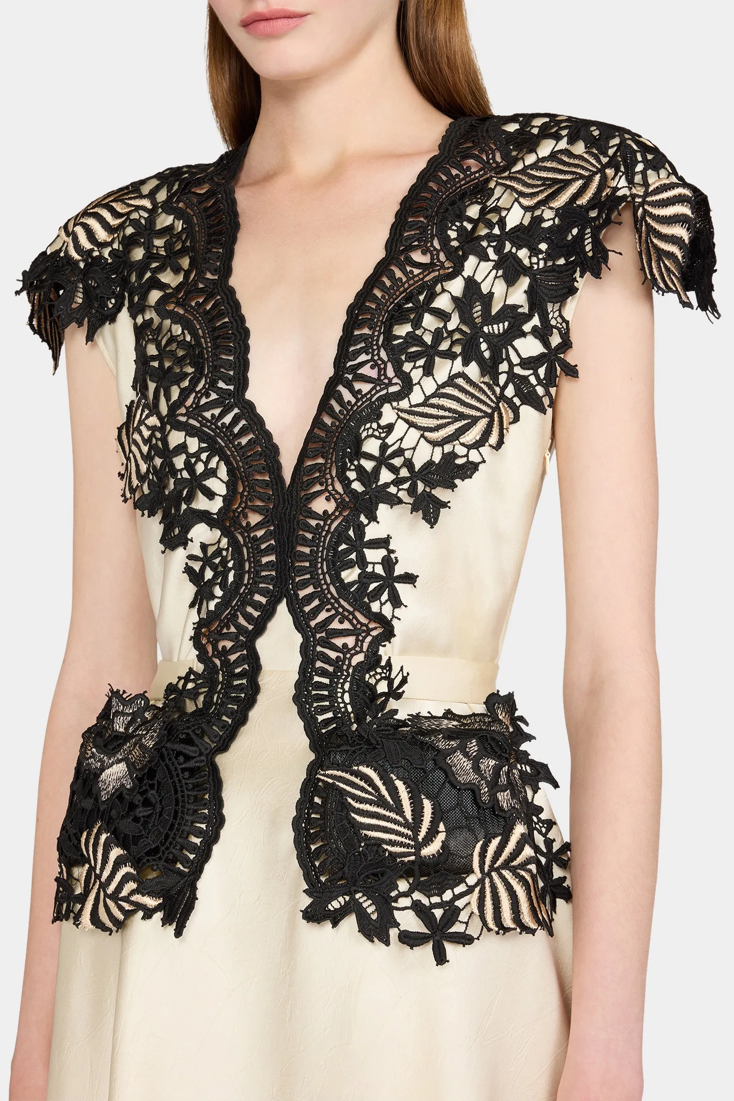 Ecru Lace-Trim Long Dress sold by Antonio Marras product image thumbnail 4