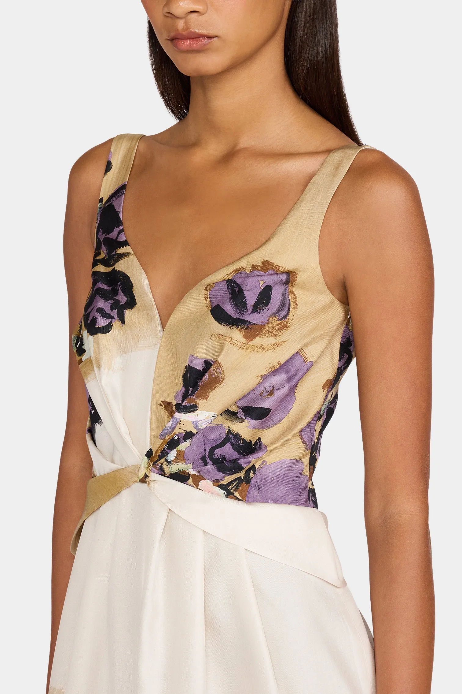 Painted Floral Silk Midi Dress sold by Antonio Marras product image thumbnail 4