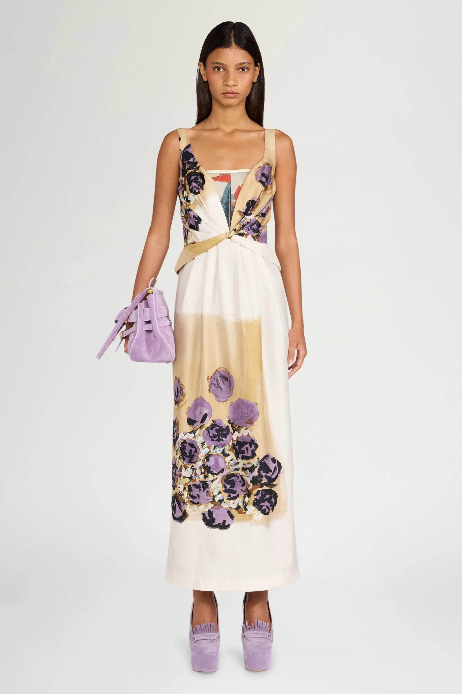 Painted Floral Silk Midi Dress sold by Antonio Marras product image thumbnail 2