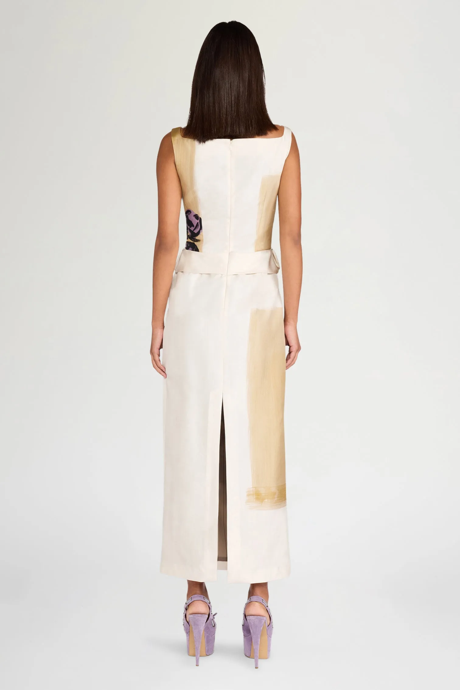 Painted Floral Silk Midi Dress sold by Antonio Marras product image thumbnail 3