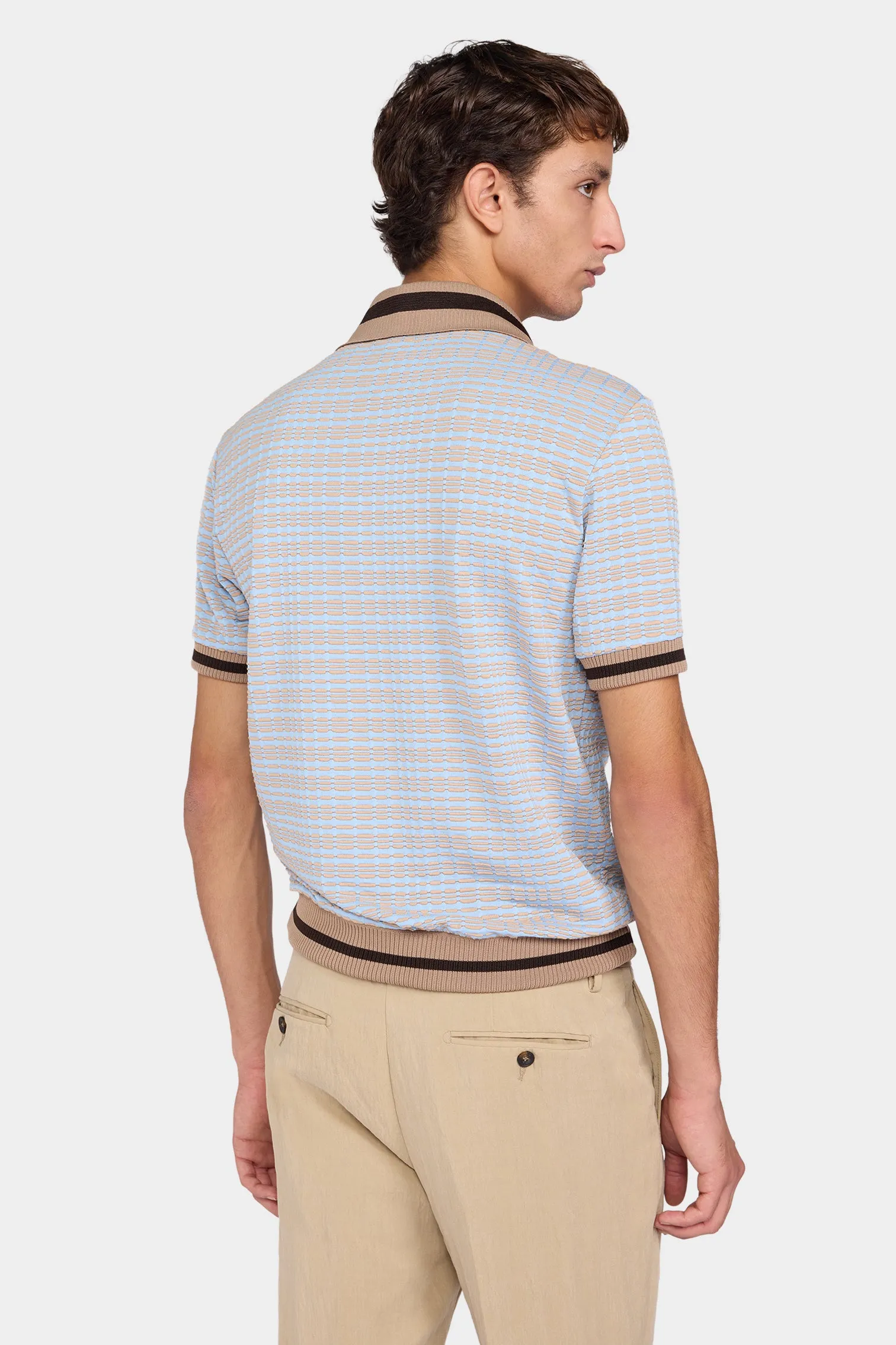 Sky Blue Geometric Knit Polo sold by Antonio Marras product image thumbnail 3