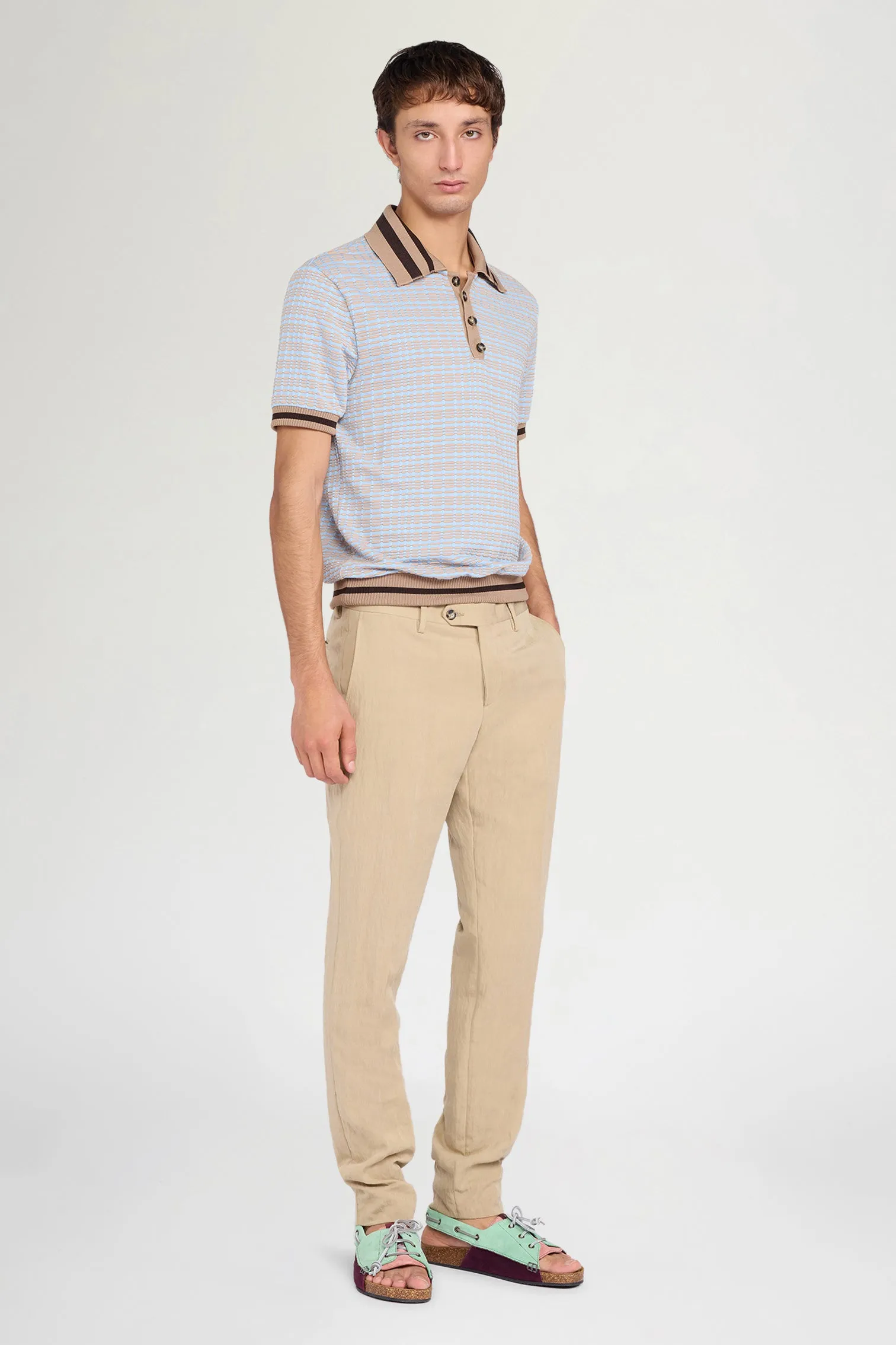 Sky Blue Geometric Knit Polo sold by Antonio Marras product image thumbnail 2