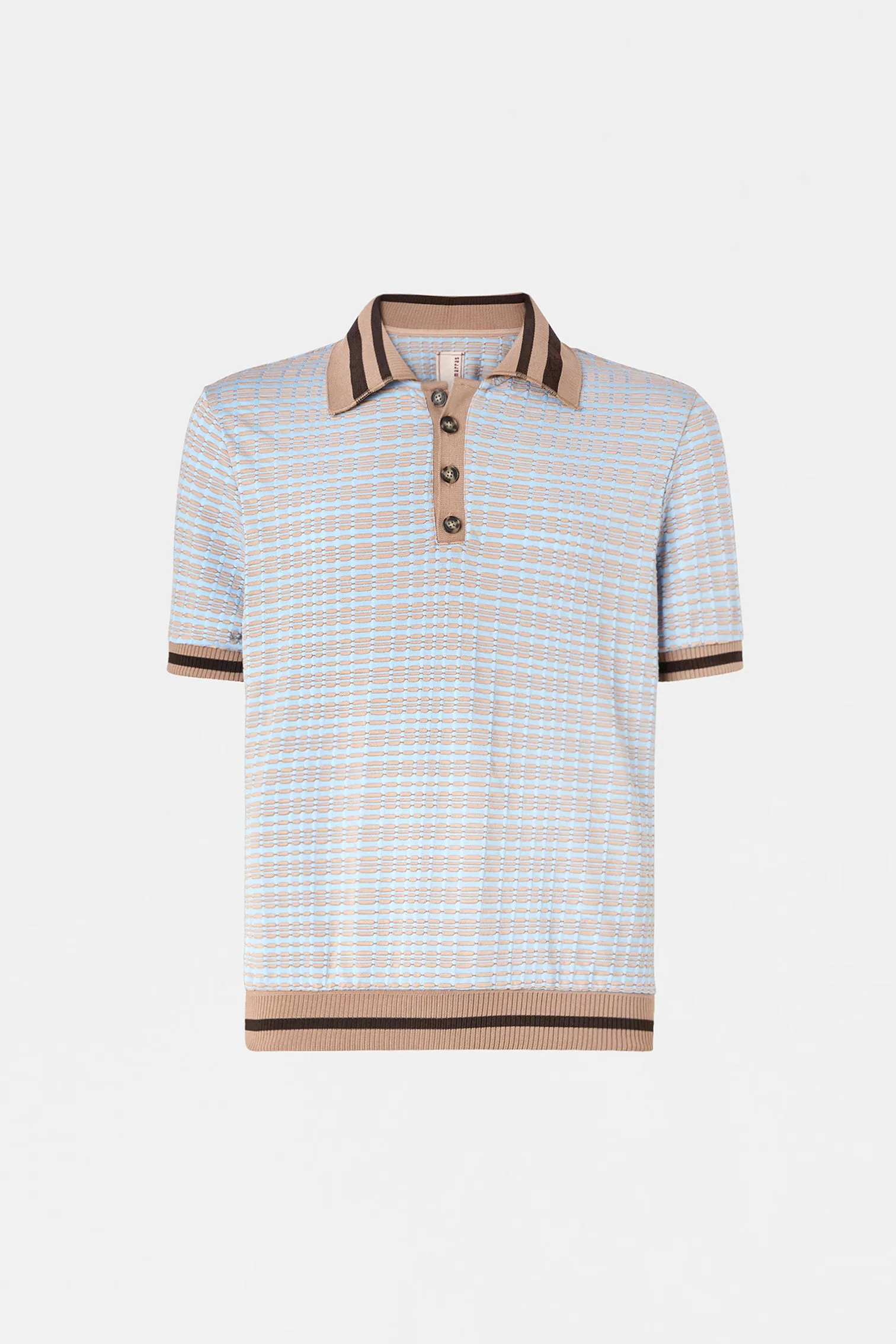 Sky Blue Geometric Knit Polo sold by Antonio Marras