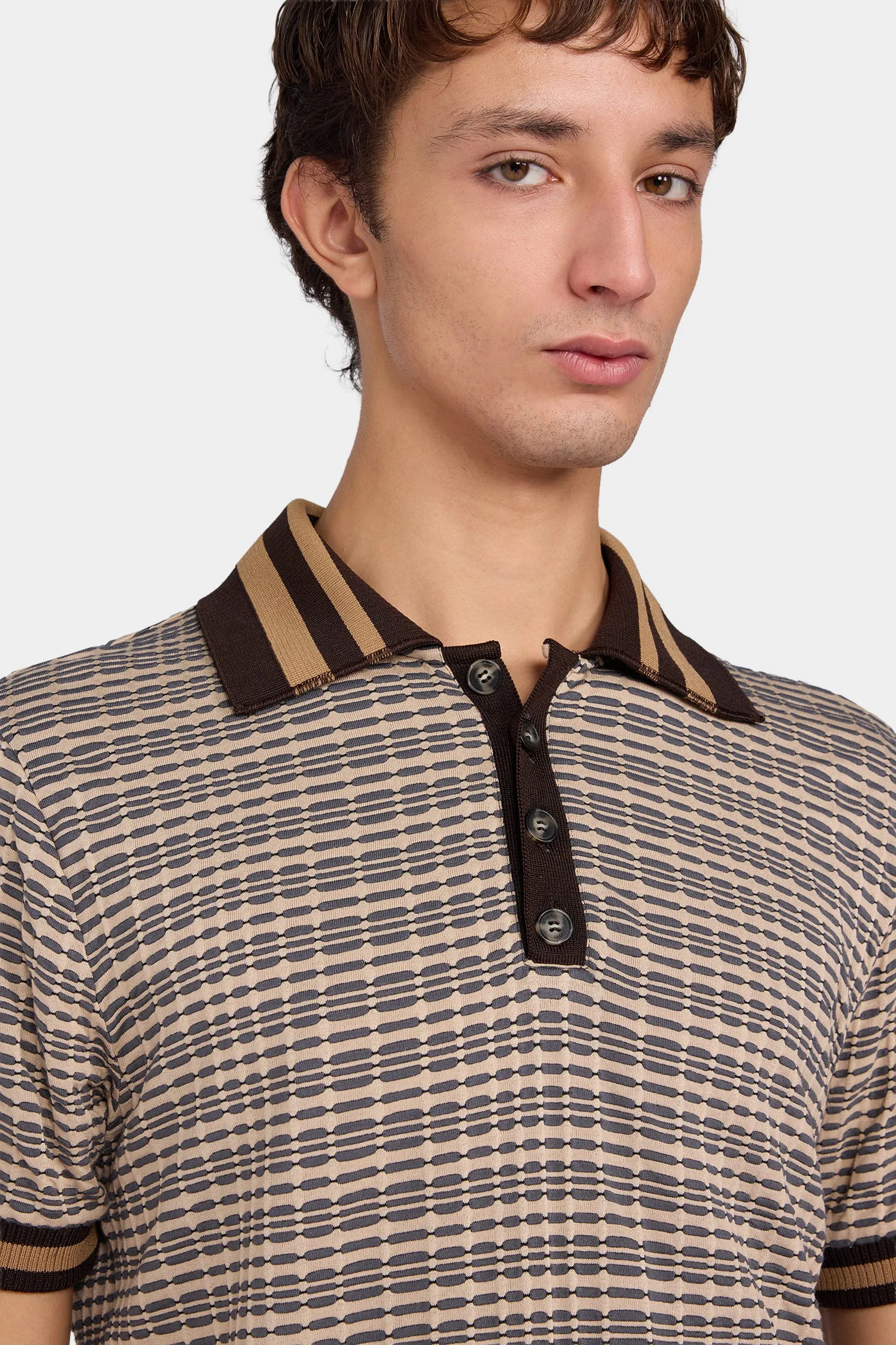 Geometric Knit Polo Shirt sold by Antonio Marras product image thumbnail 4