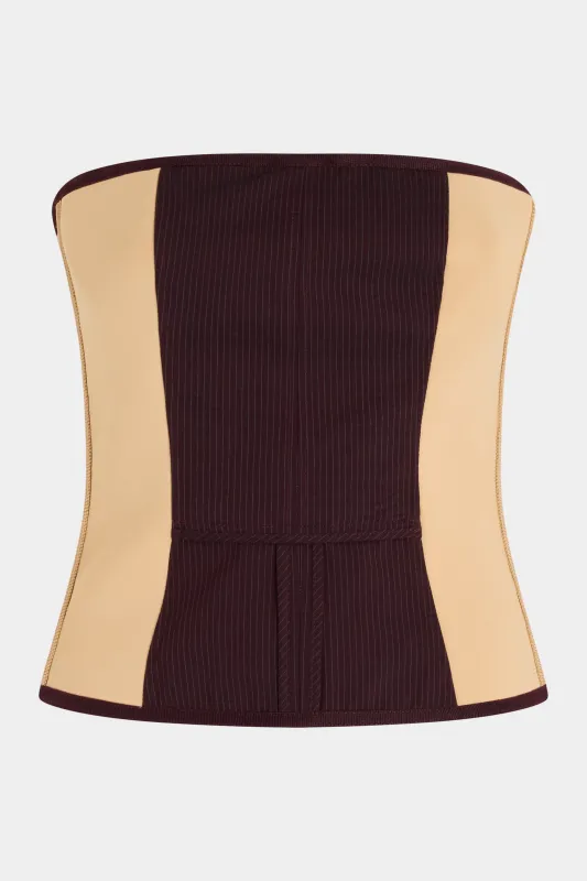 Burgundy Pinstripe Patchwork Bustier made by Antonio Marras