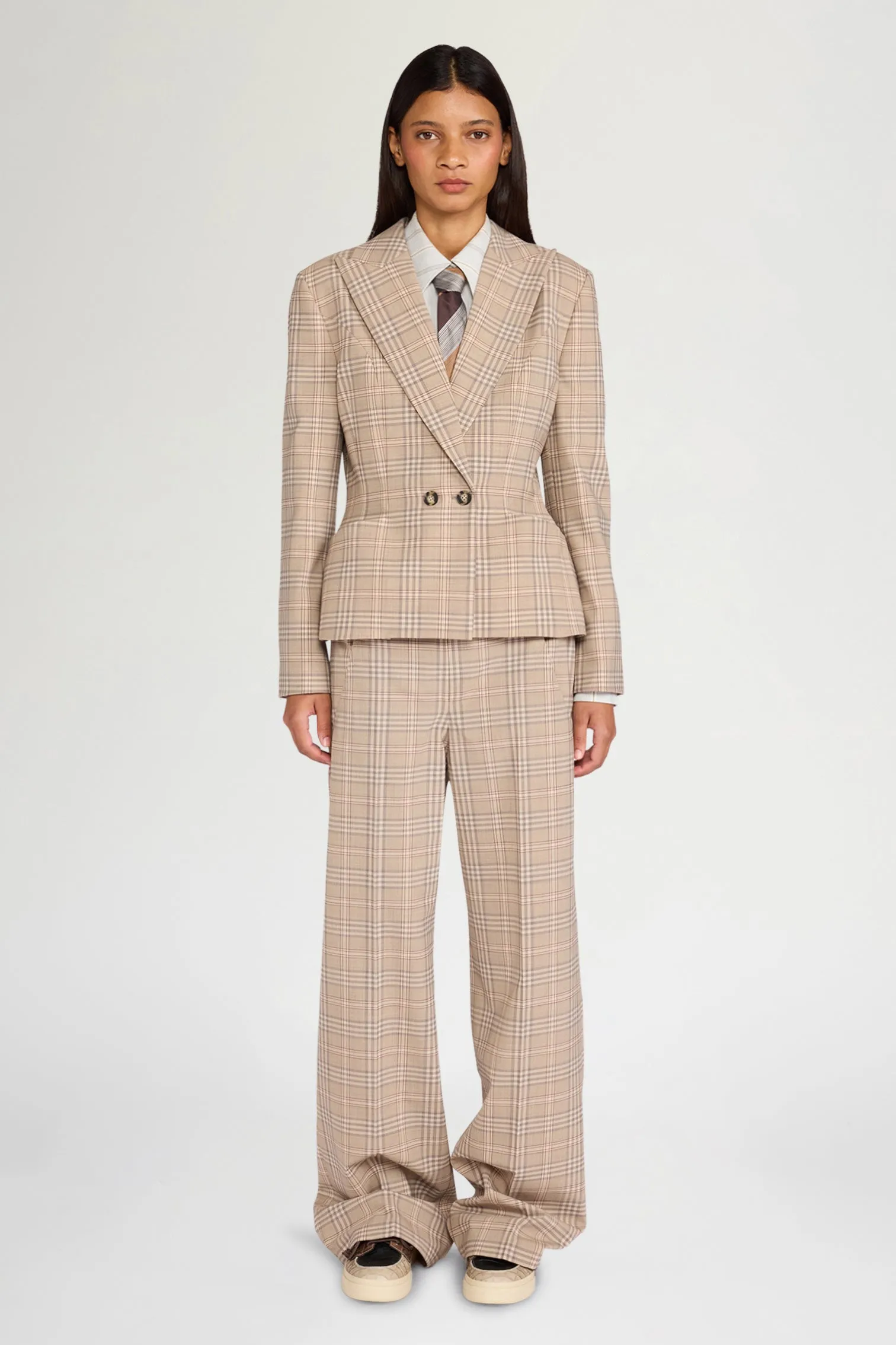 Beige Tartan Bustier Wide Pants sold by Antonio Marras product image thumbnail 2