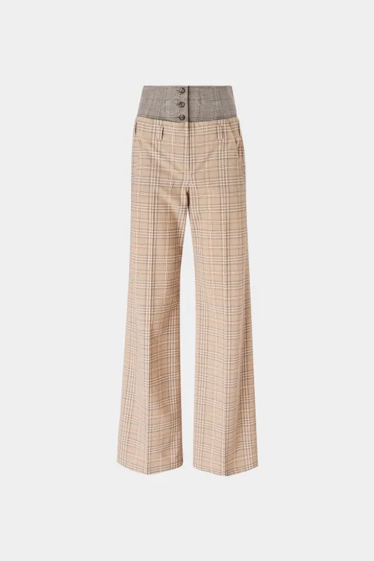 Beige Tartan Bustier Wide Pants made by Antonio Marras