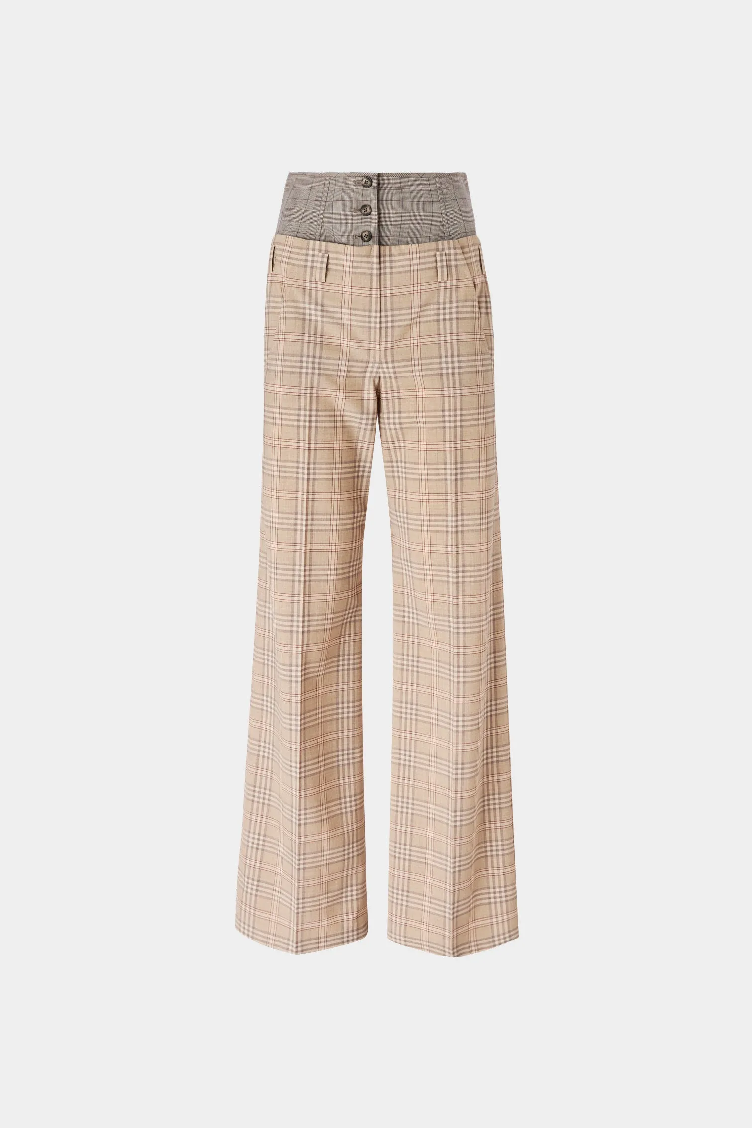 Beige Tartan Bustier Wide Pants sold by Antonio Marras
