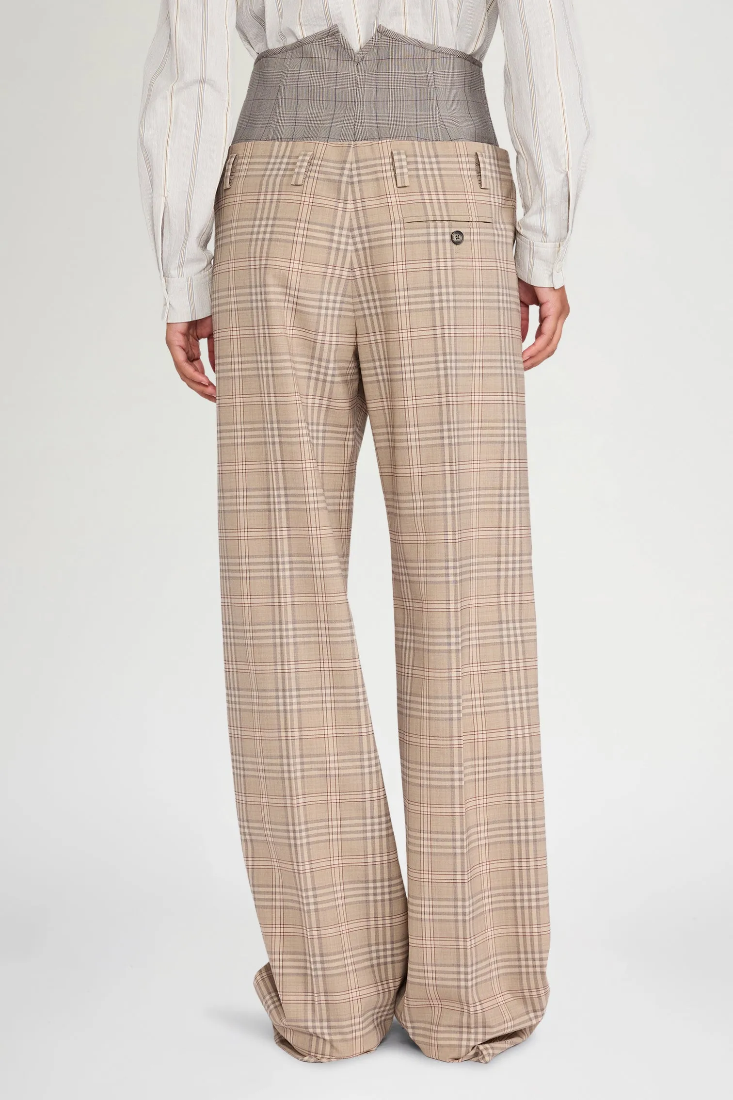 Beige Tartan Bustier Wide Pants sold by Antonio Marras product image thumbnail 3