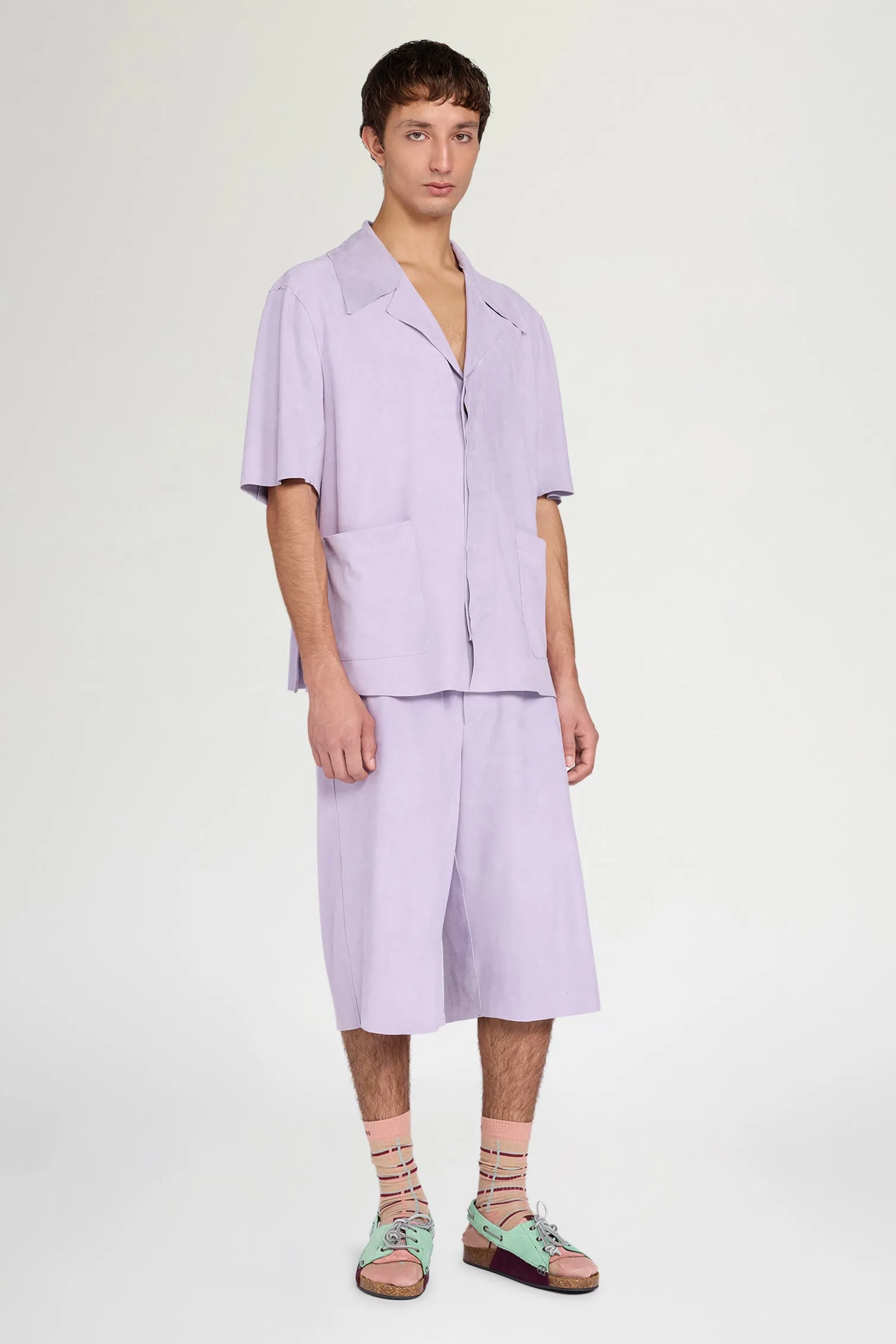 Lilac Leather Relaxed Bermuda Shorts sold by Antonio Marras product image thumbnail 2