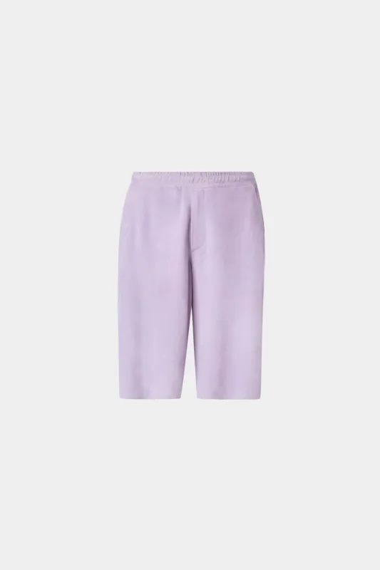 Lilac Leather Relaxed Bermuda Shorts made by Antonio Marras
