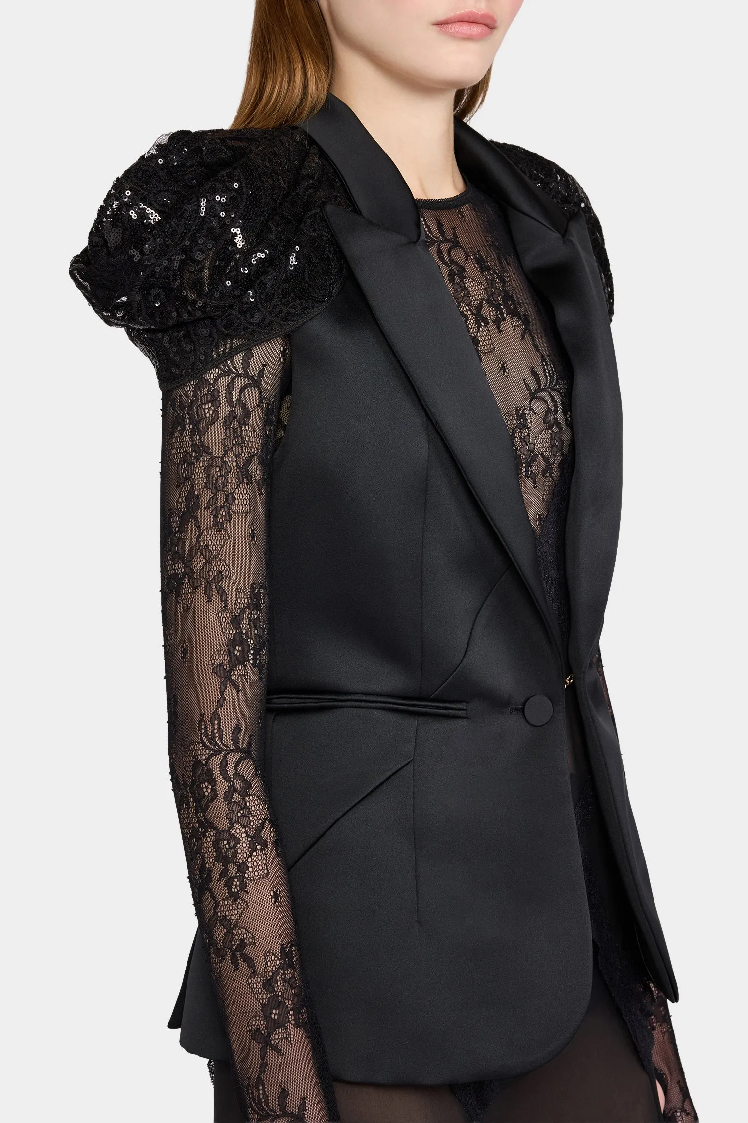 Black Sequin-Shoulder Gilet Jacket sold by Antonio Marras product image thumbnail 3