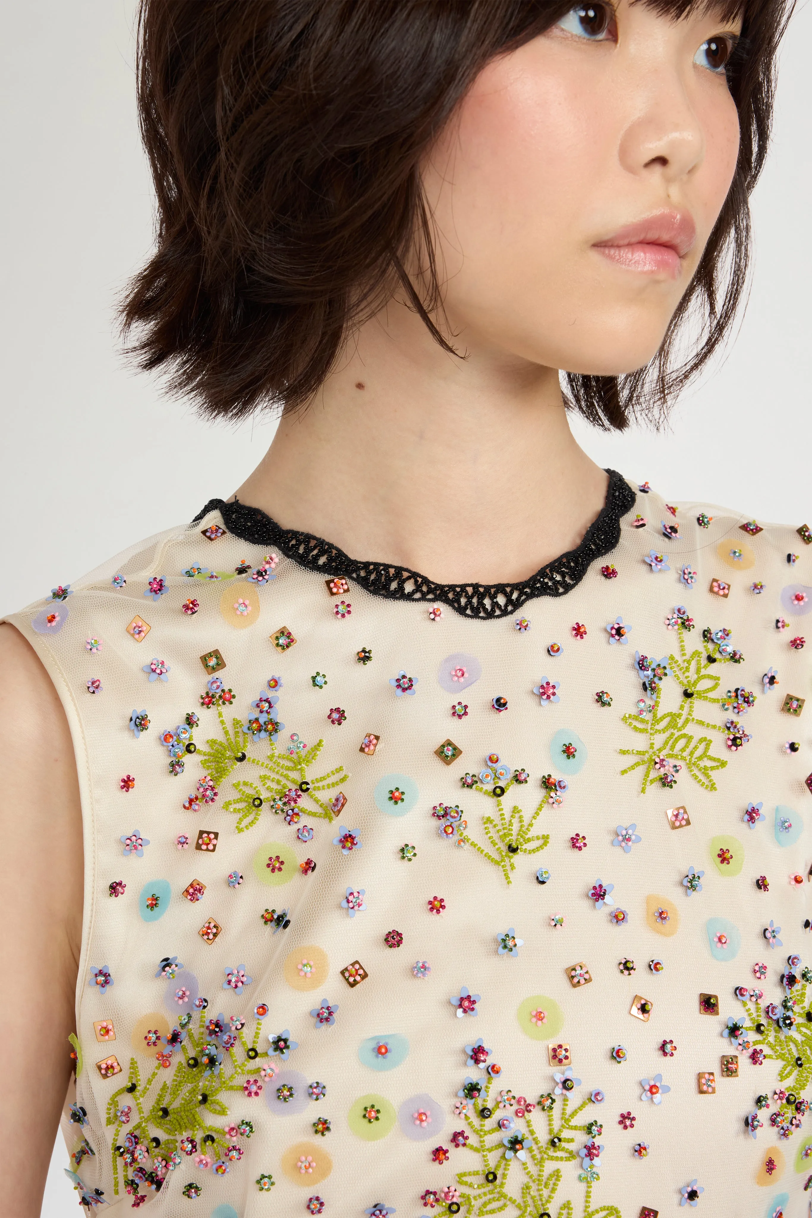 Ivory Embroidered Tulle Midi Dress sold by Antonio Marras product image thumbnail 4