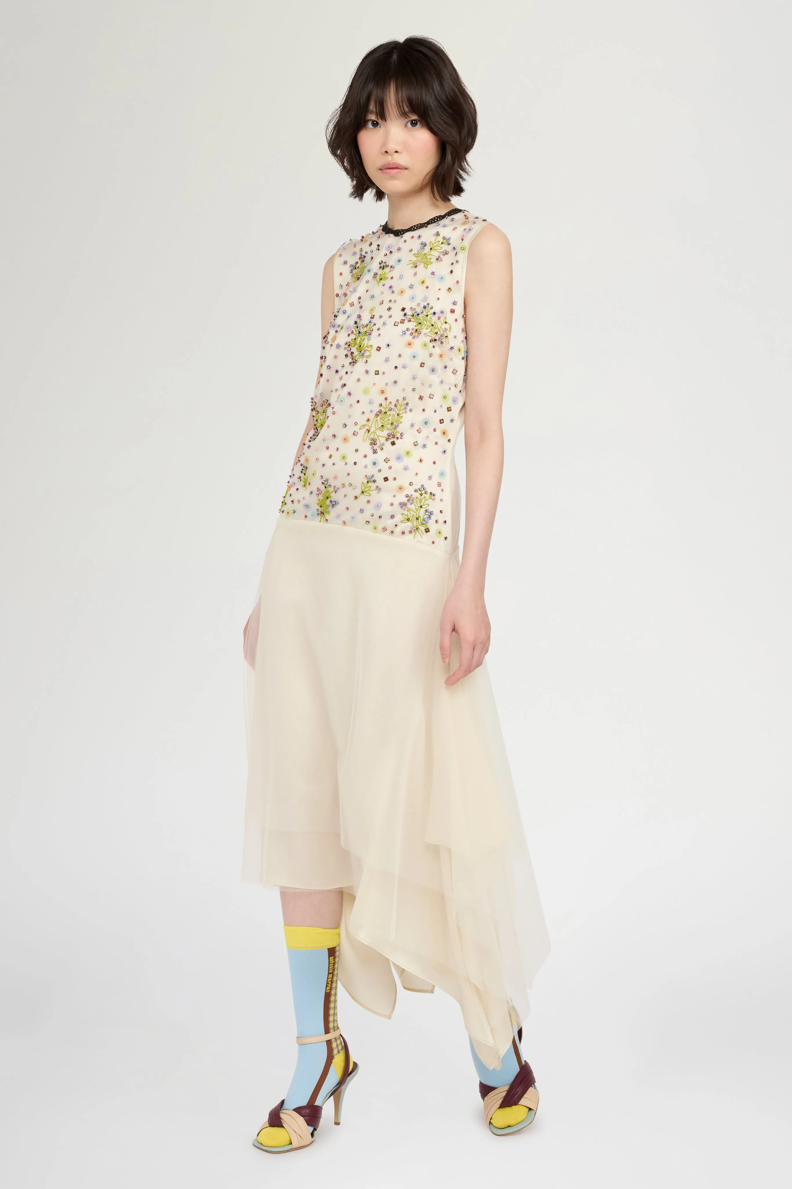 Ivory Embroidered Tulle Midi Dress sold by Antonio Marras product image thumbnail 2