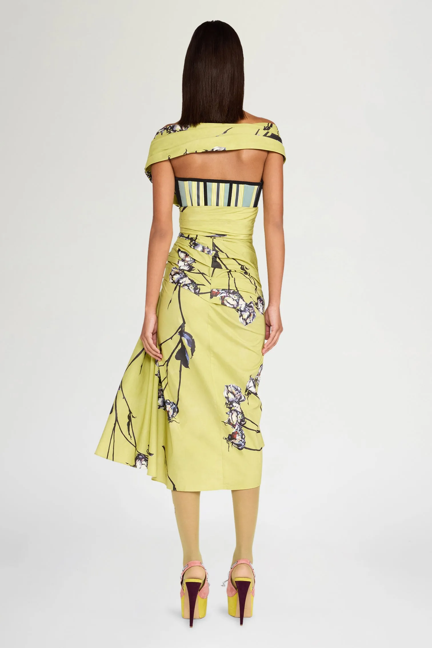 Lime Floral Bustier Midi Dress sold by Antonio Marras product image thumbnail 3
