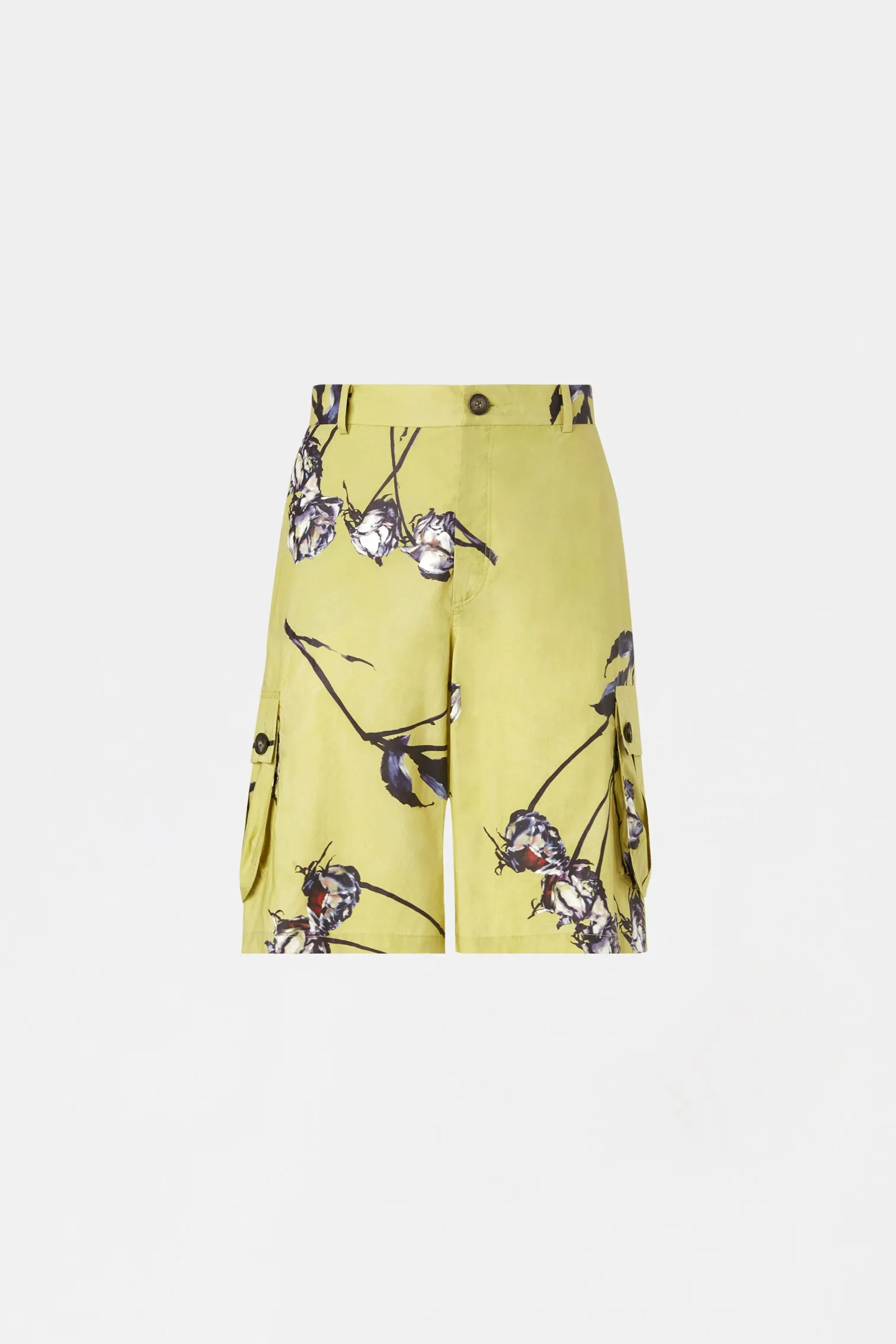 Lime Floral Cargo Shorts sold by Antonio Marras