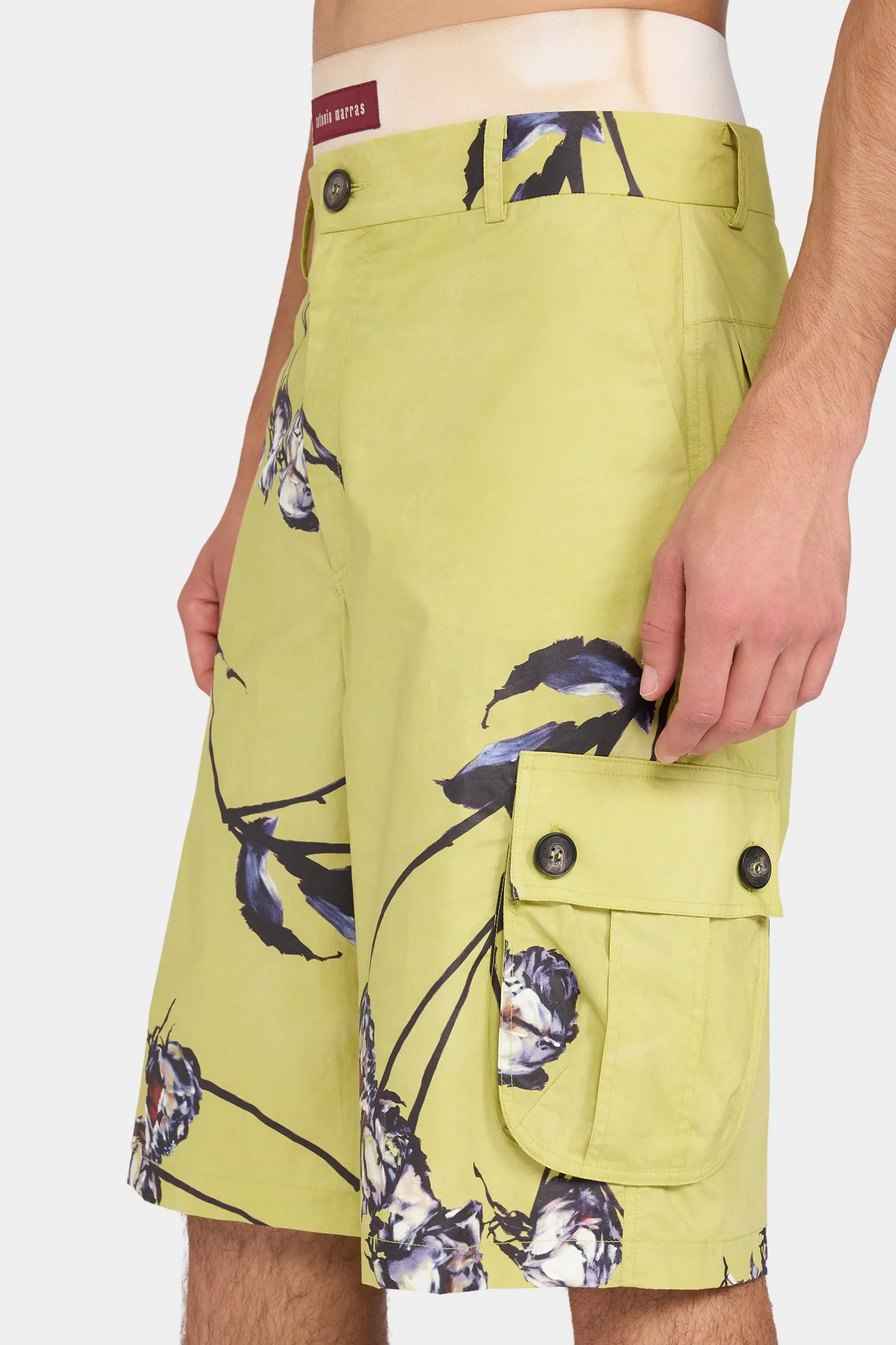 Lime Floral Cargo Shorts sold by Antonio Marras product image thumbnail 4