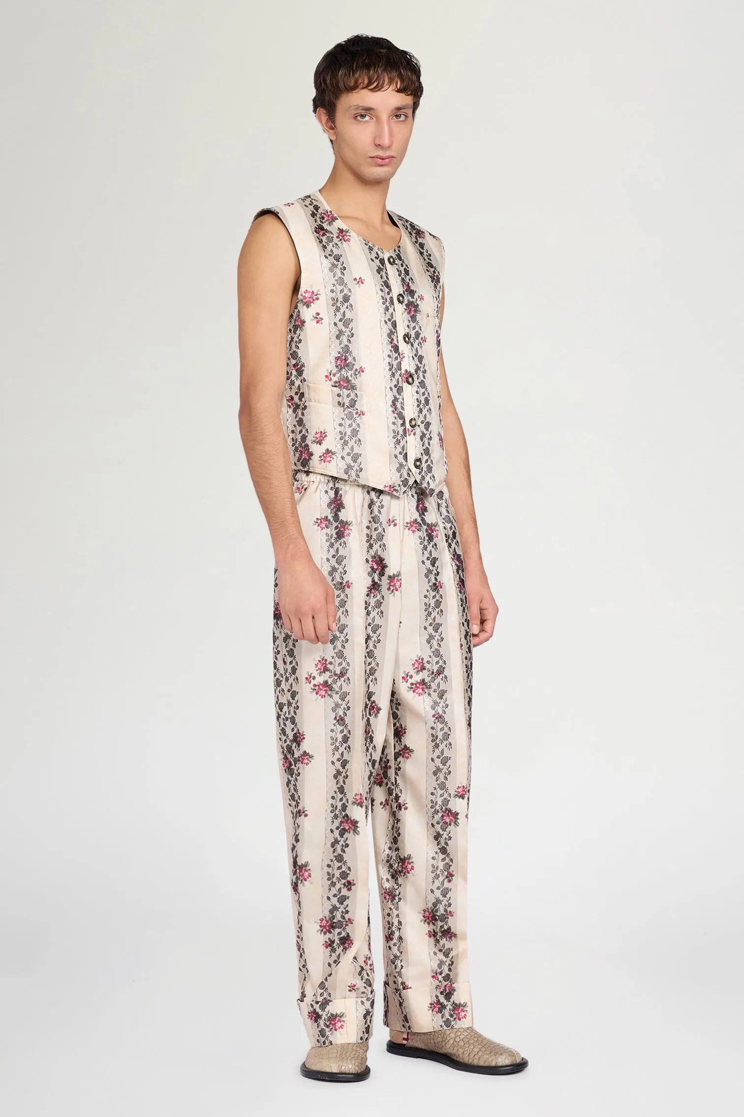 Ivory Floral Stripe Relaxed Pants sold by Antonio Marras product image thumbnail 2