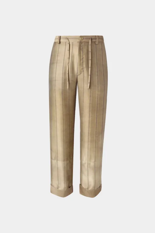 Gold Striped Relaxed Tailored Pants made by Antonio Marras