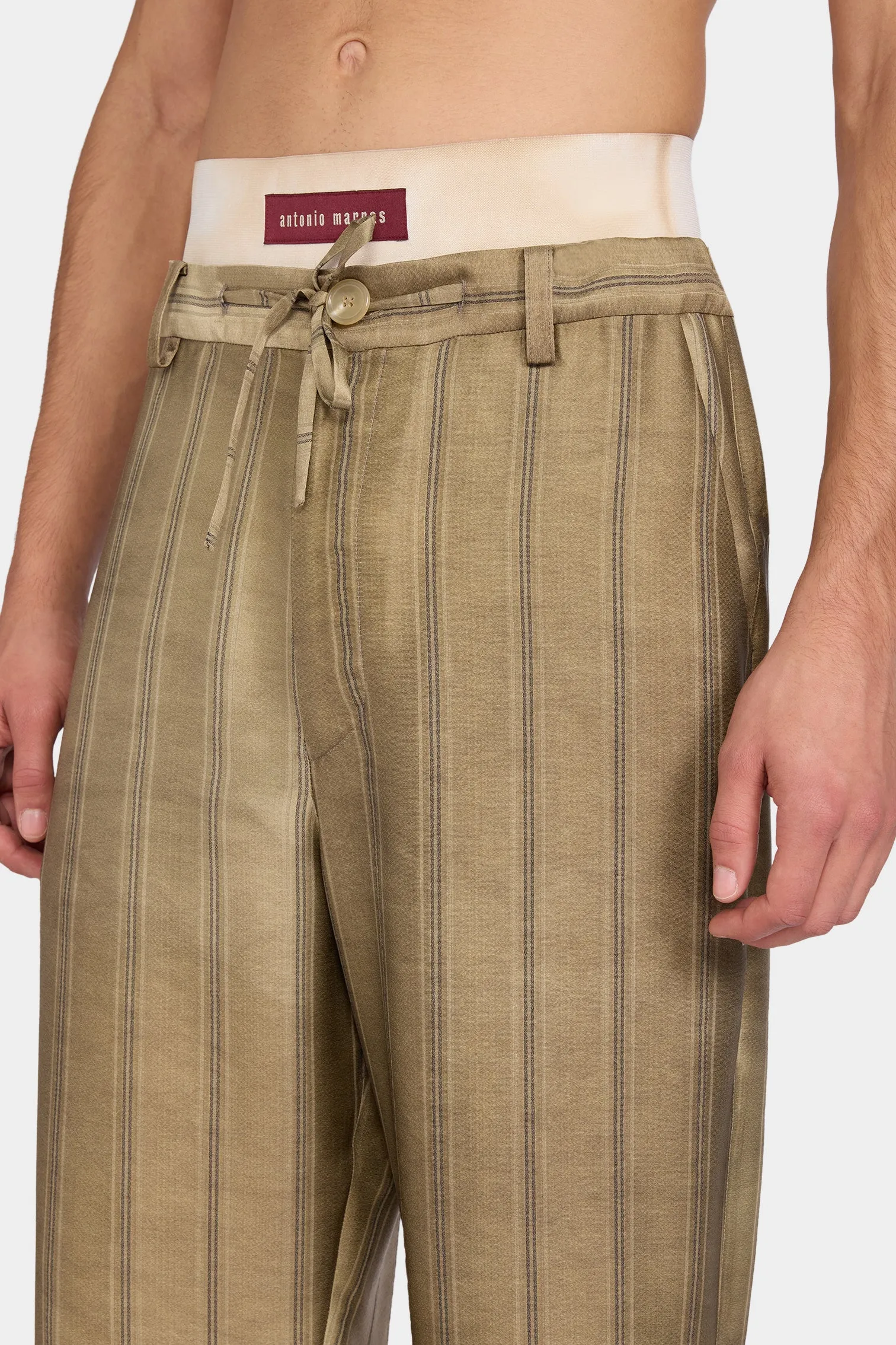 Gold Striped Relaxed Tailored Pants sold by Antonio Marras product image thumbnail 4