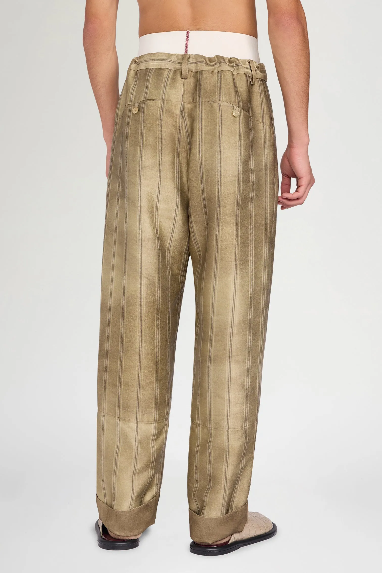 Gold Striped Relaxed Tailored Pants sold by Antonio Marras product image thumbnail 3