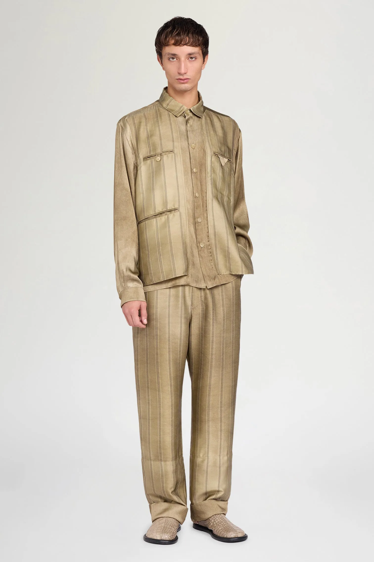 Gold Striped Relaxed Tailored Pants sold by Antonio Marras product image thumbnail 2